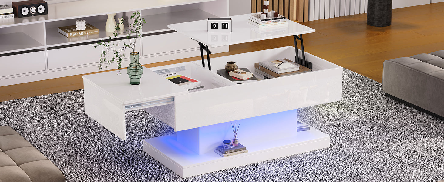 [variant:N892P407974W] High-Gloss Lift-Top Coffee Table with LED Lights image 21