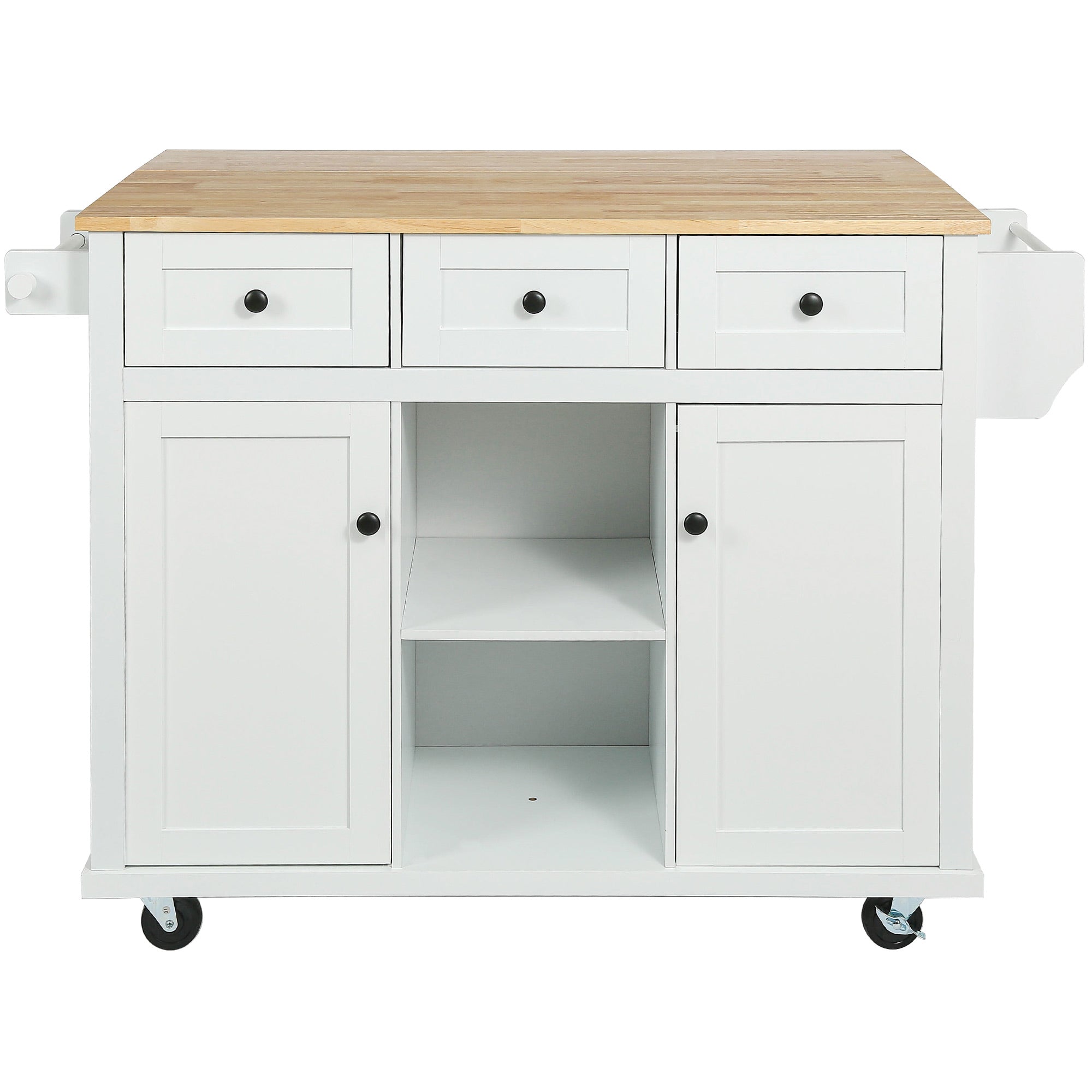 [variant:N853P383632W] Drop-Leaf Rolling Kitchen Cart – White, 53.1-Inch image 10