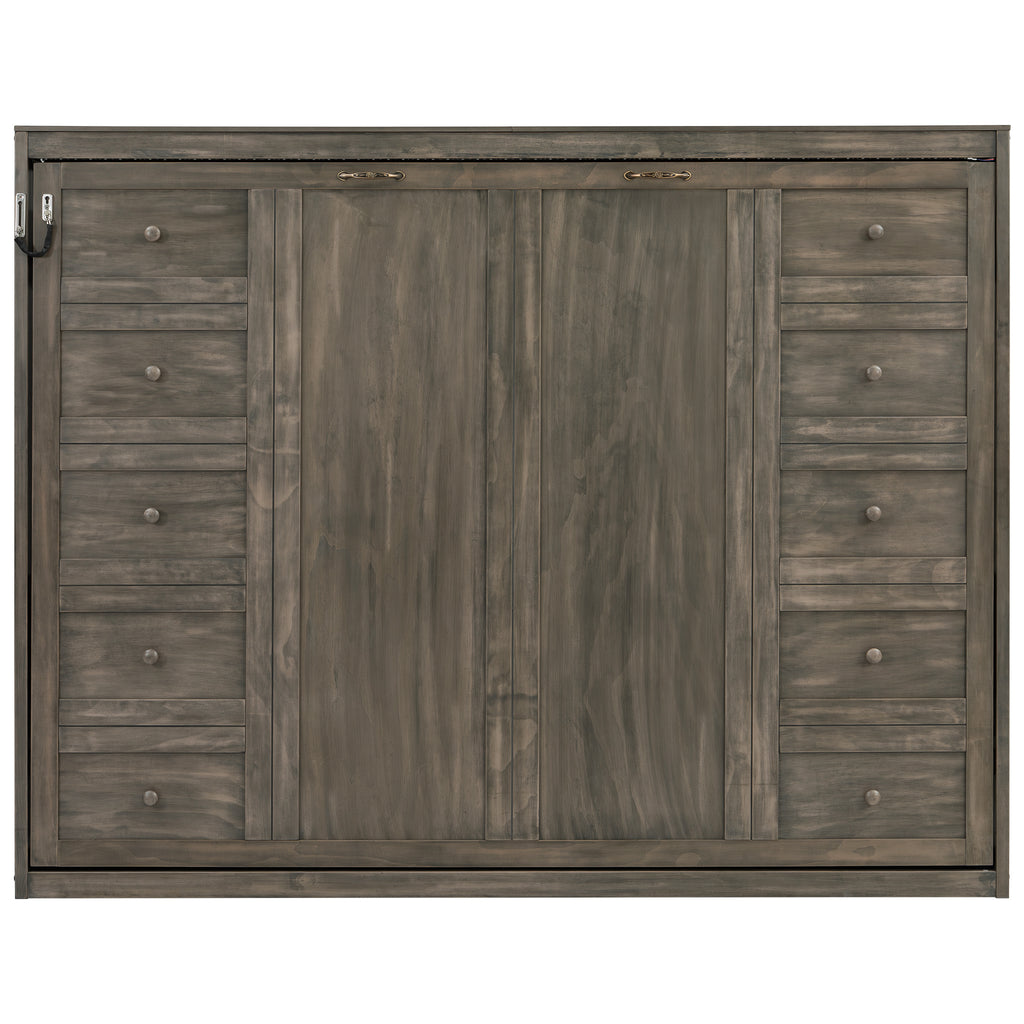 [variant:N8470004034D-1] Full LED Murphy Bed Cabinet – Brown image 21