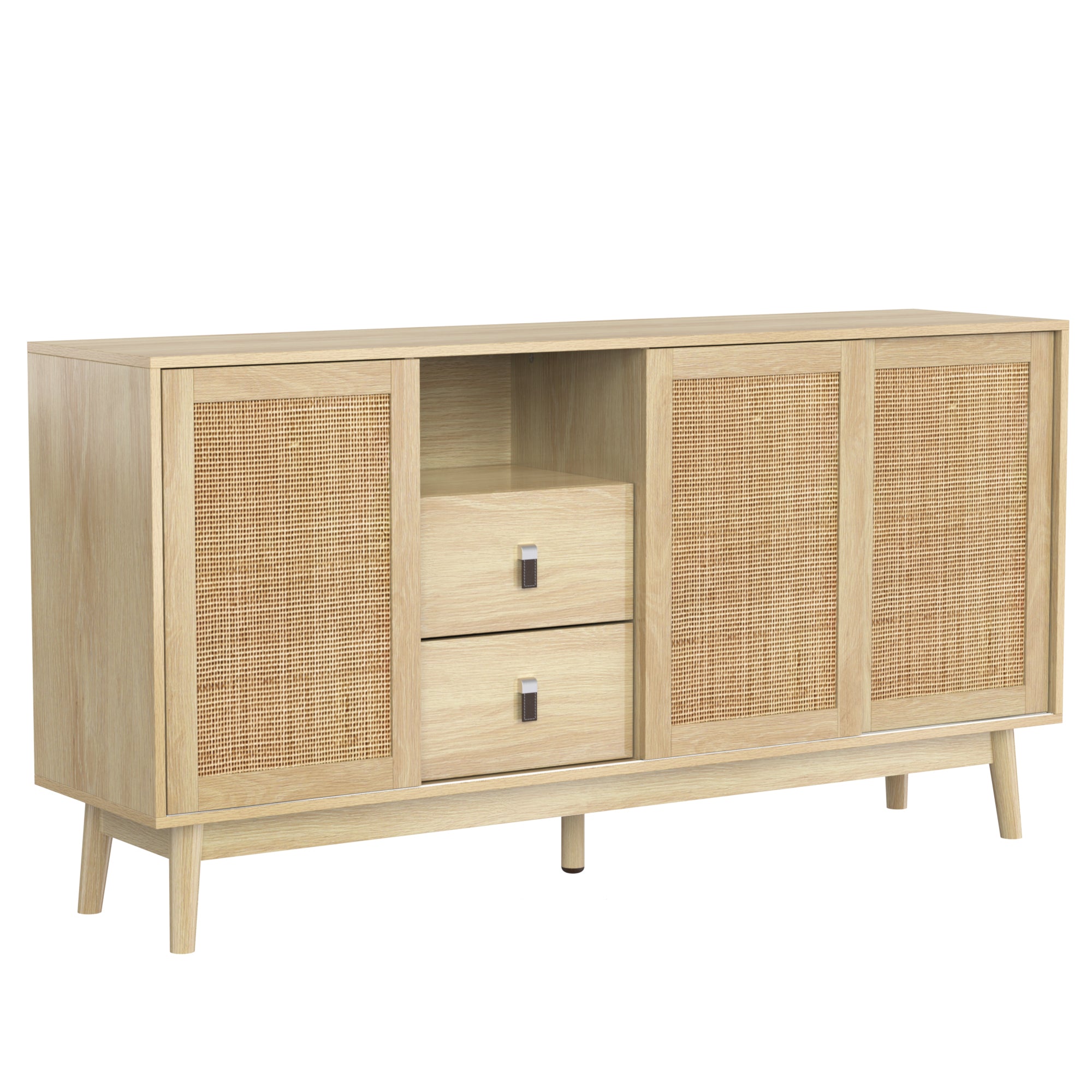 Rattan 3-Door Sideboard with 2 Drawers — [variant:GA0004O] Wood – GA0004O image 12