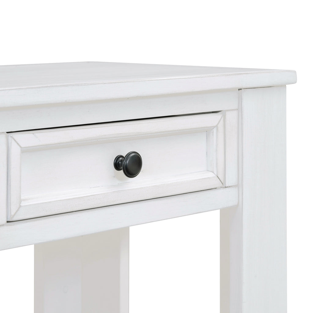 [variant:N852P245606K] Console Table with Drawers & Bottom Shelf – Antique White image 6