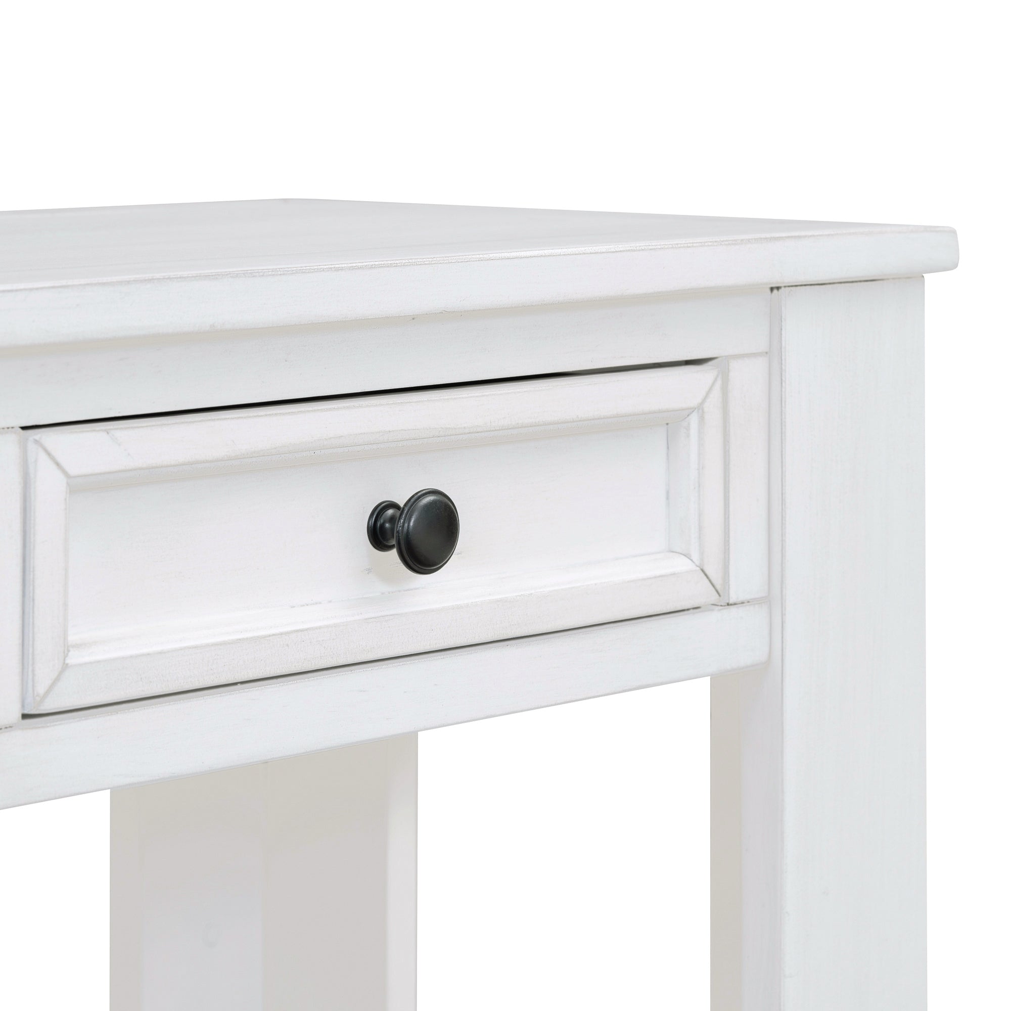 [variant:N852P245606K] Console Table with Drawers & Bottom Shelf – Antique White image 6