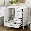 [variant:N848P255604K] Bathroom Vanity with Ceramic Sink – 30-Inch – White image 1