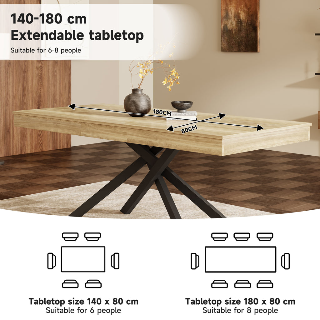 [variant:N859D000003E] Extendable Oak Dining Table – 55–71 Inch image 7