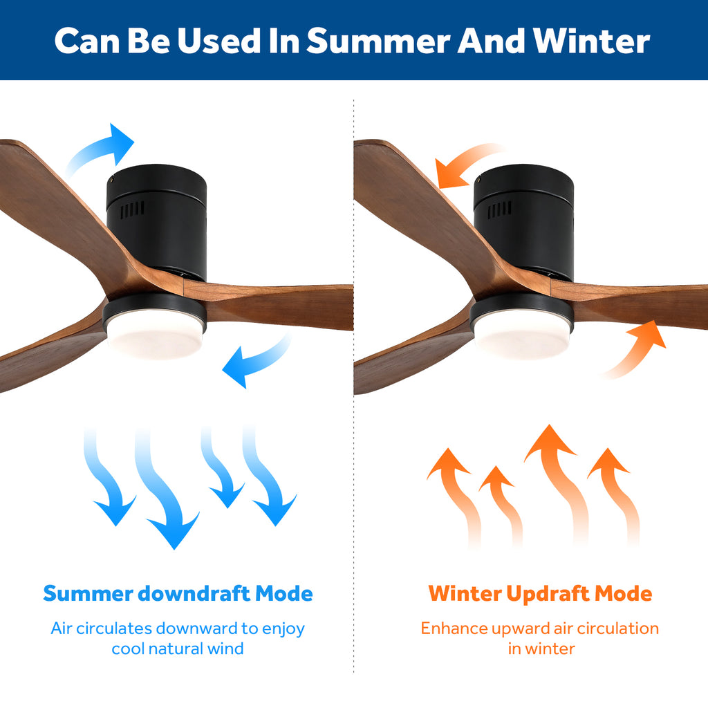[variant:W5691P515103] Matte Black Solid Wood Ceiling Fan with Light – 52-Inch image 7