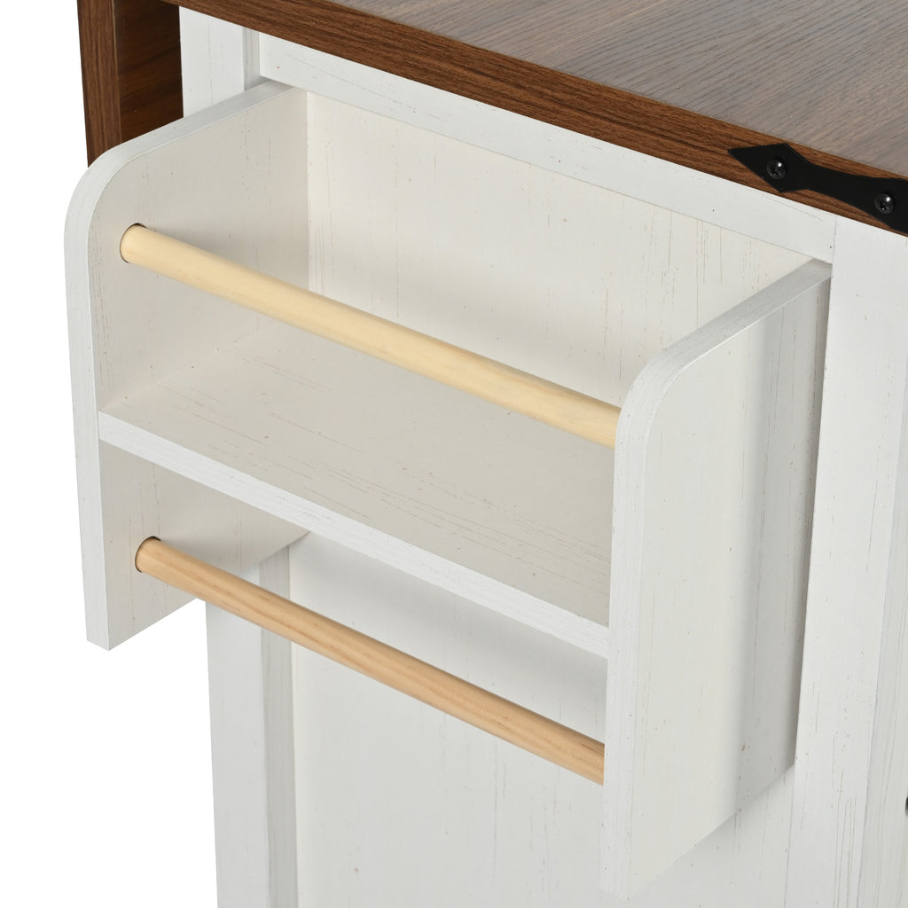 [variant:N853S379573W] Farmhouse Kitchen Island with Drop Leaf, Power Outlet and Sliding Barn Doors – 53.75-Inch image 47