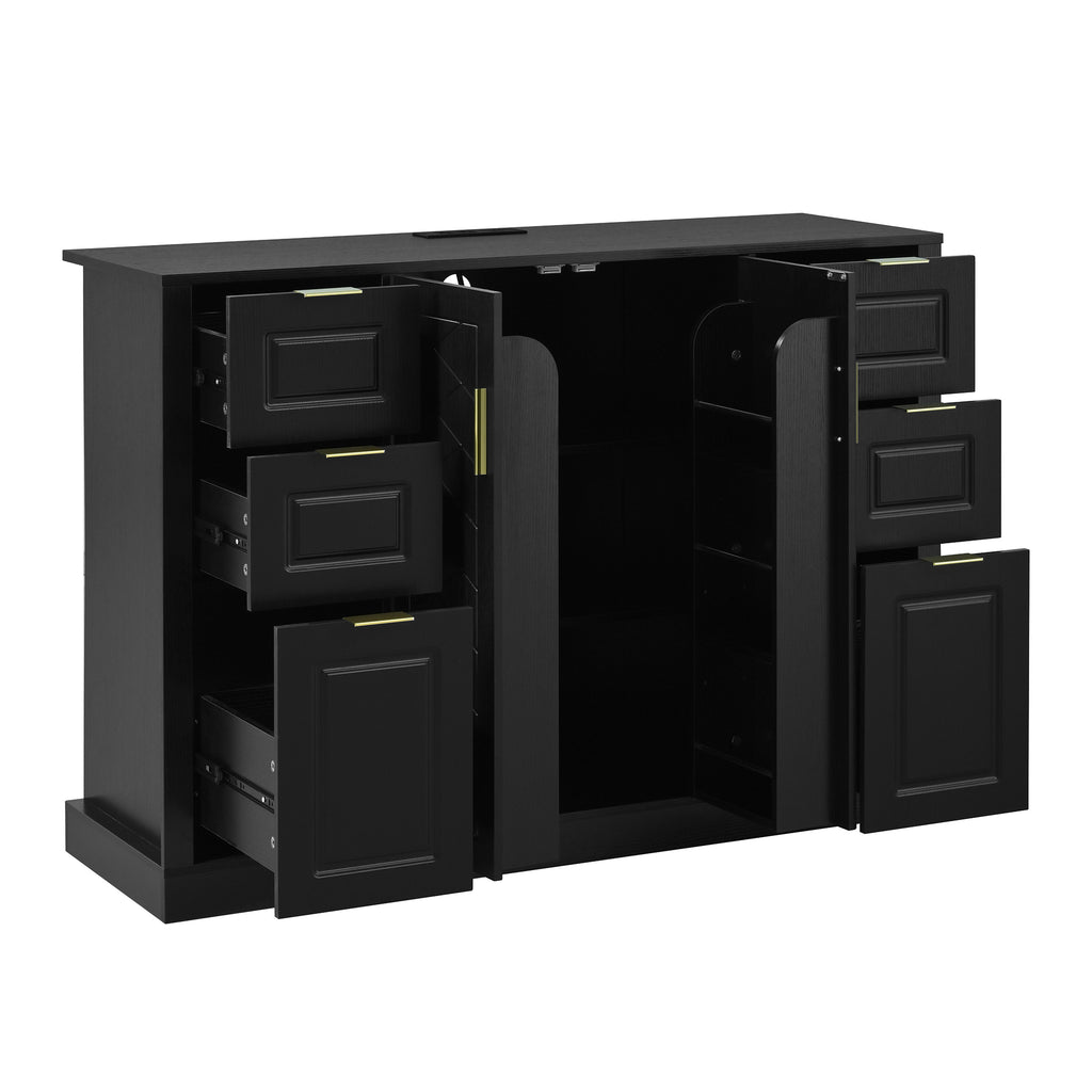 [variant:N889P443160B] Sideboard with 2 Doors, 6 Drawers & Power Outlet image 12