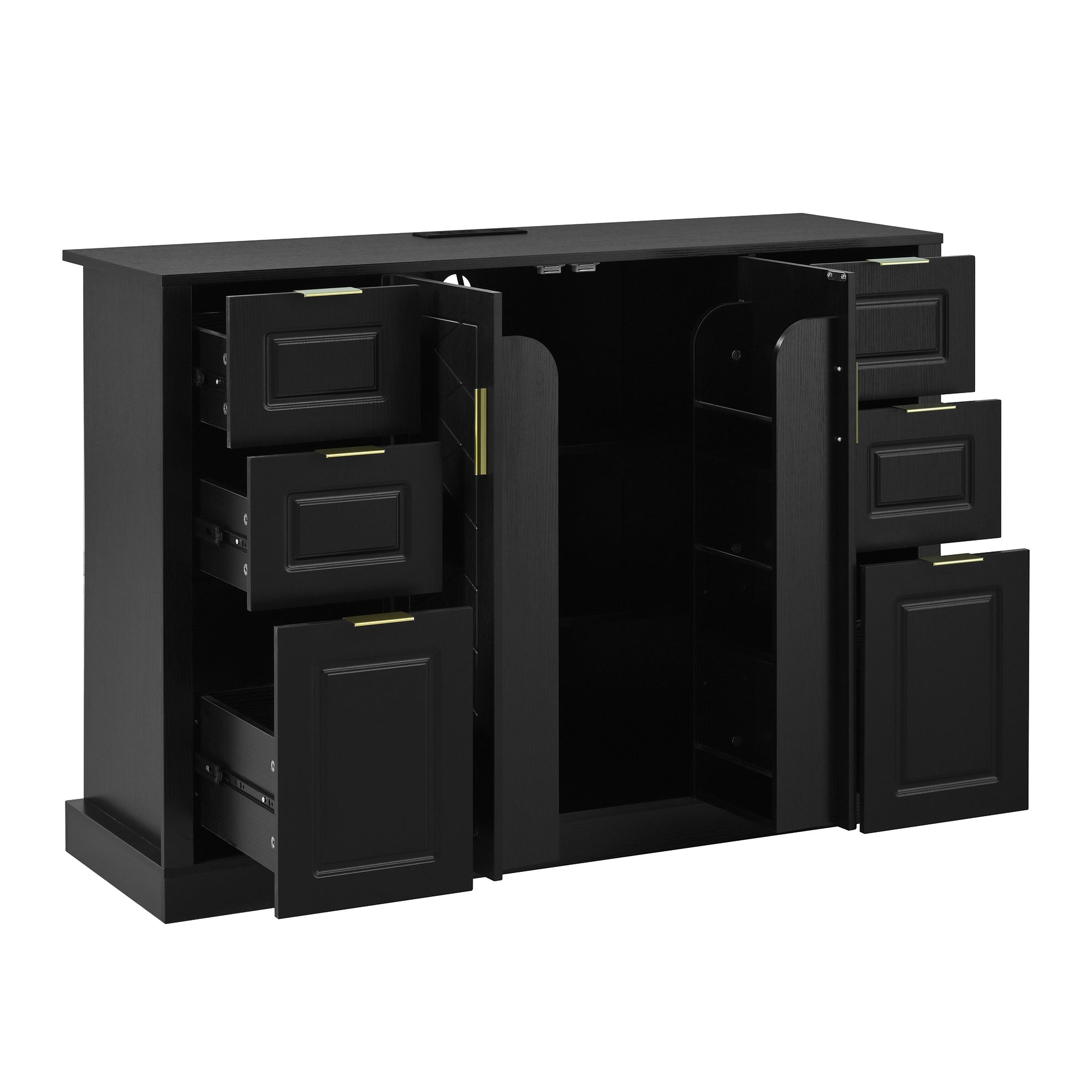 [variant:N889P443160B] Sideboard with 2 Doors, 6 Drawers & Power Outlet image 12