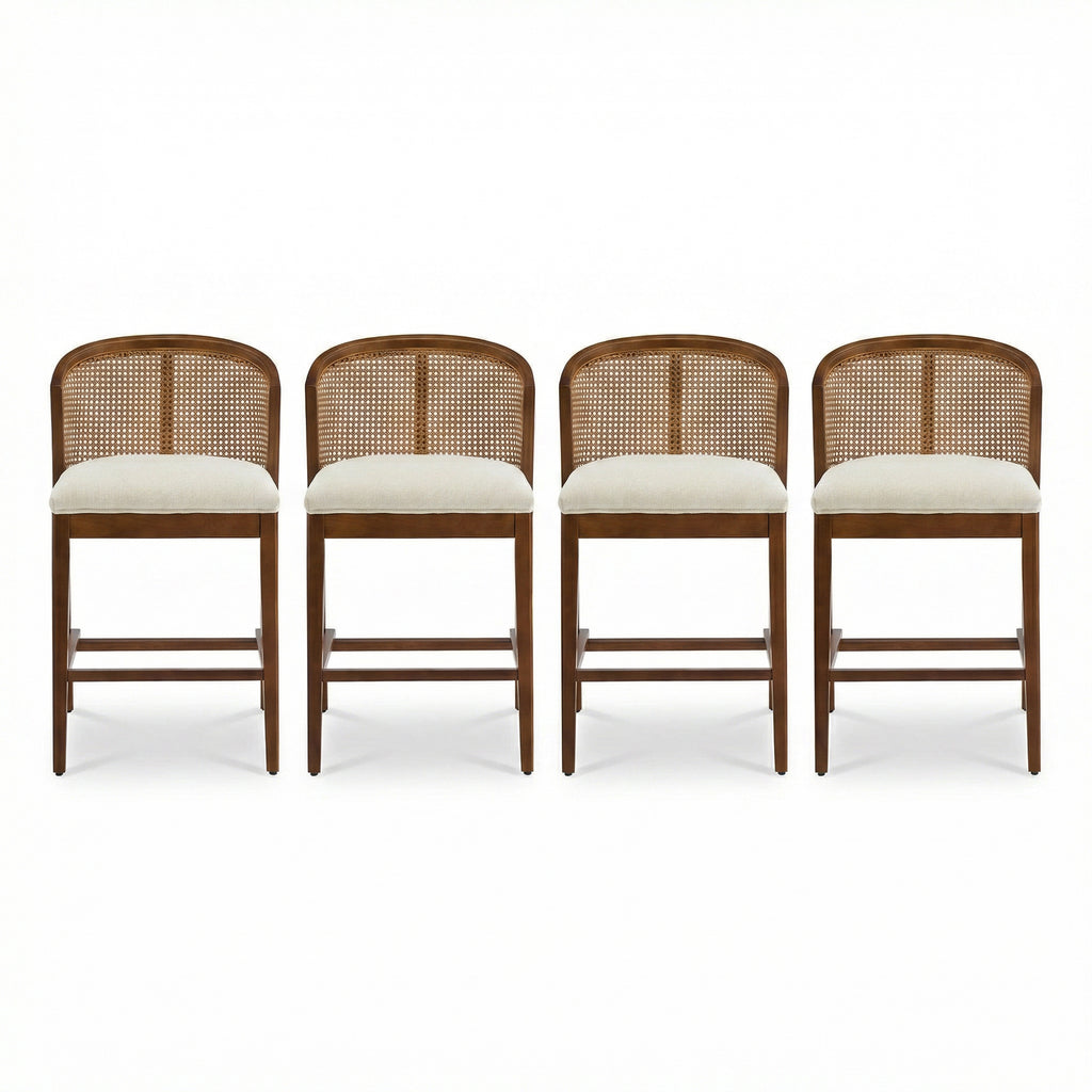 Upholstered Wood Counter Stools – Sets of 2 or 4 — [variant:N897P439502W-S4] Beige,Walnut image 3