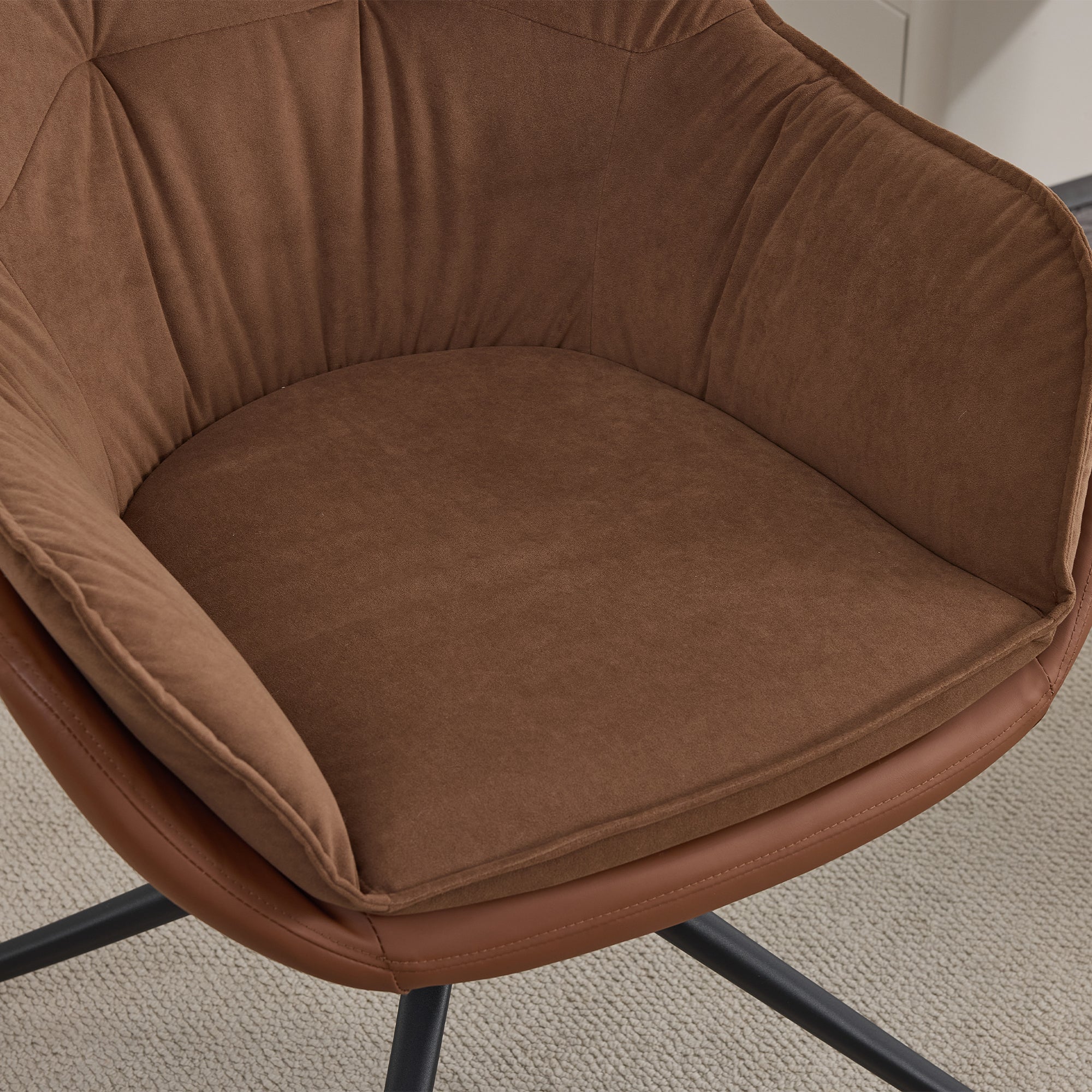 [variant:W5031P479728] Brown Faux Leather Swivel Accent Chair image 12