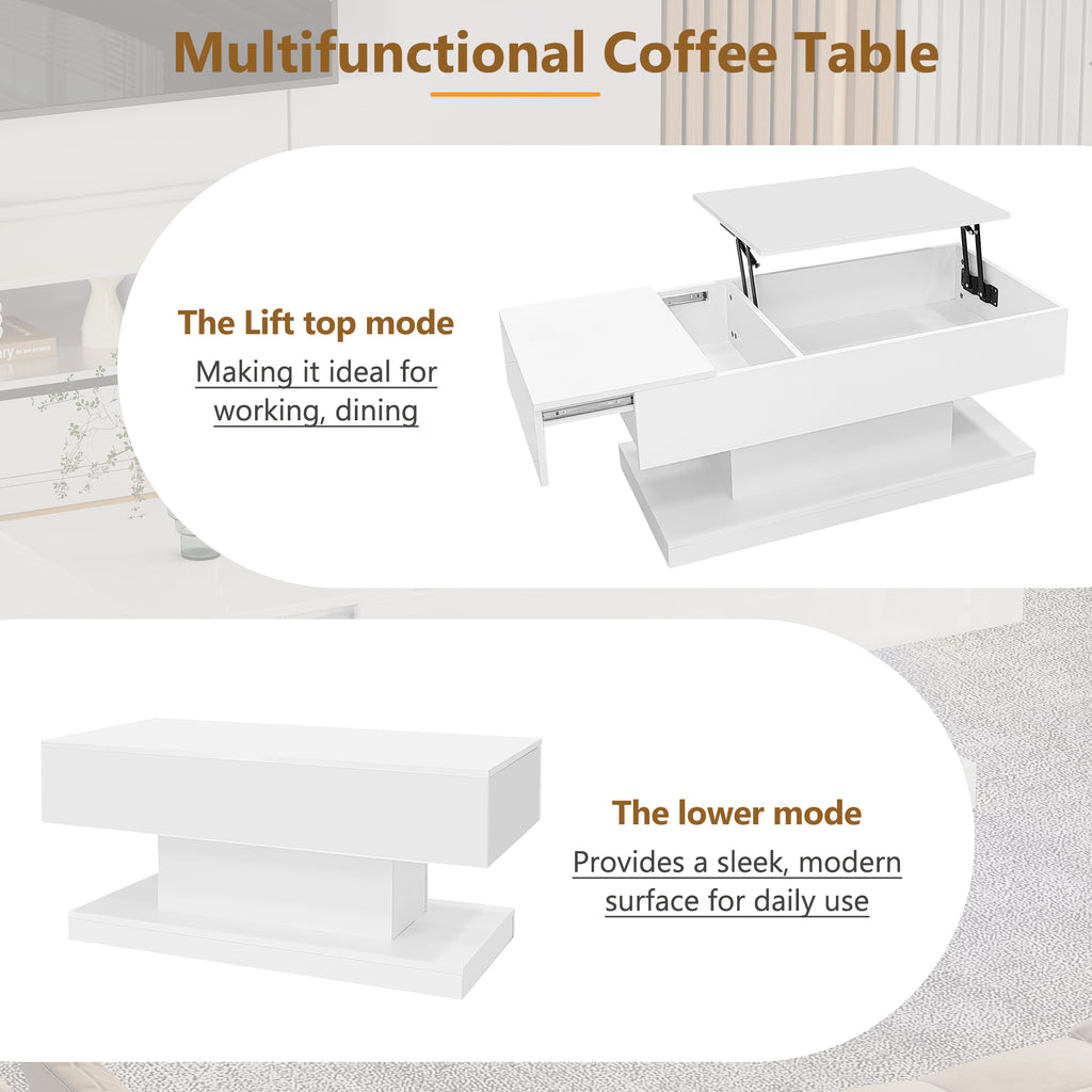 [variant:N892P407974W] High-Gloss Lift-Top Coffee Table with LED Lights image 35