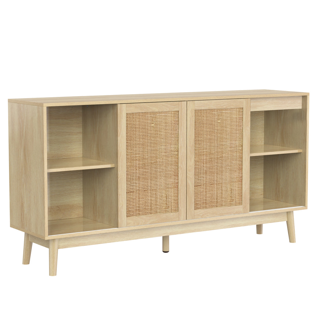 Rattan 3-Door Sideboard with 2 Drawers — [variant:GA0004O] Wood – GA0004O image 11