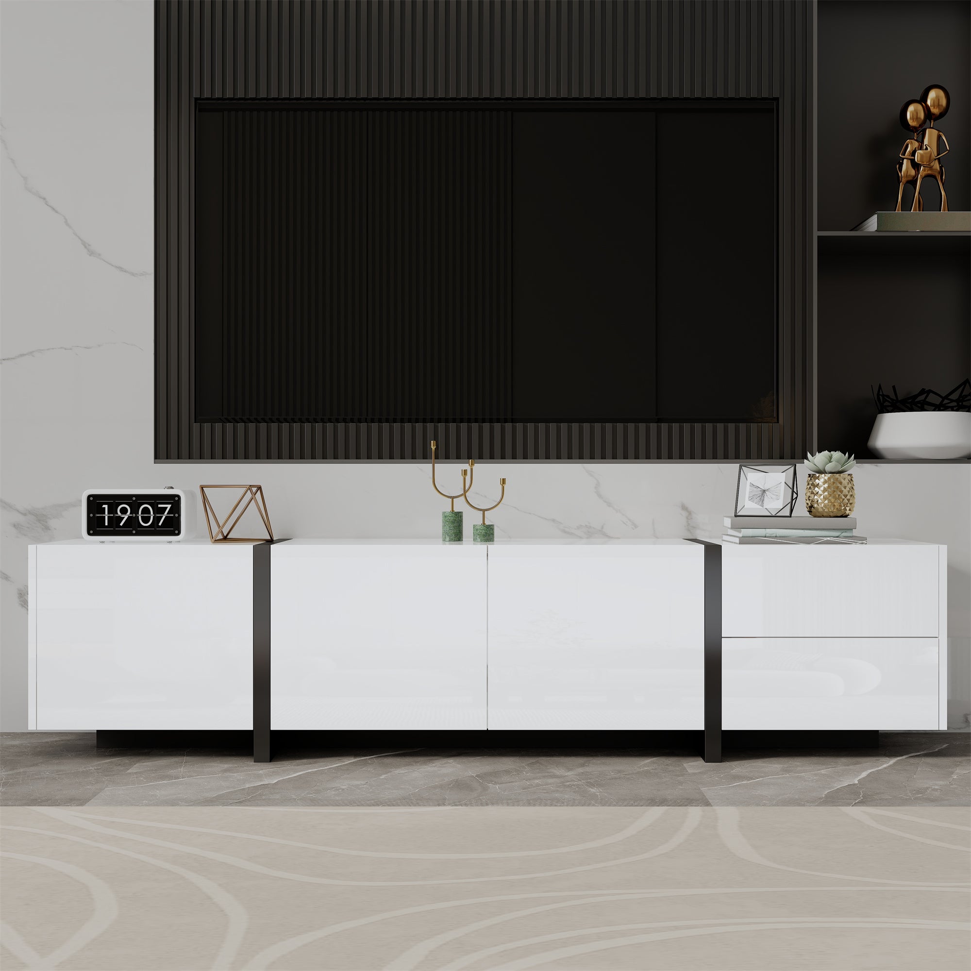 [variant:N875P283187W] High-Gloss LED TV Stand with Storage image 11