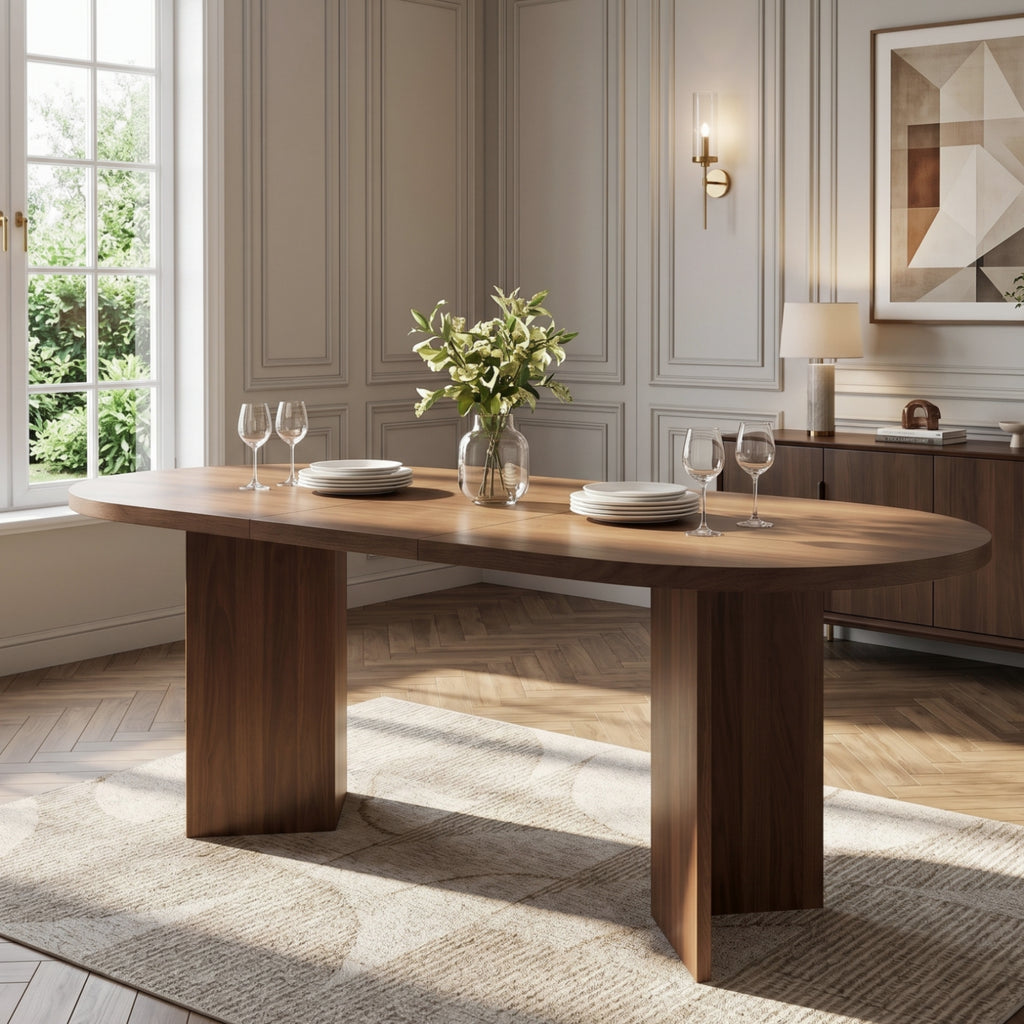 [variant:N859P472961A] Oval Walnut Dining Table – 79-Inch image 1