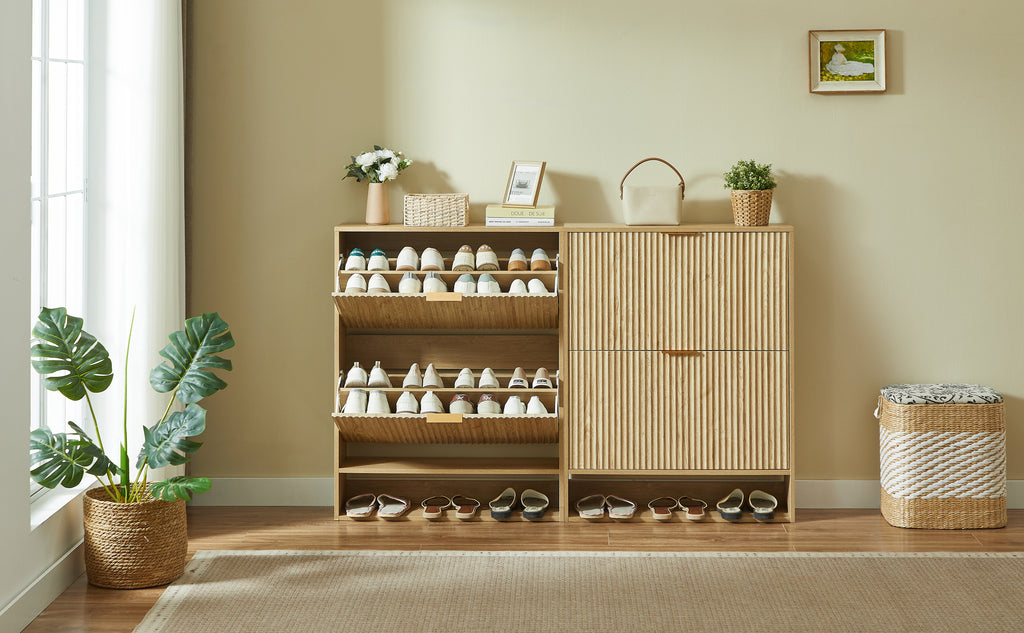 [variant:W5078P443404] Modern Oak Fluted Shoe Cabinet image 14