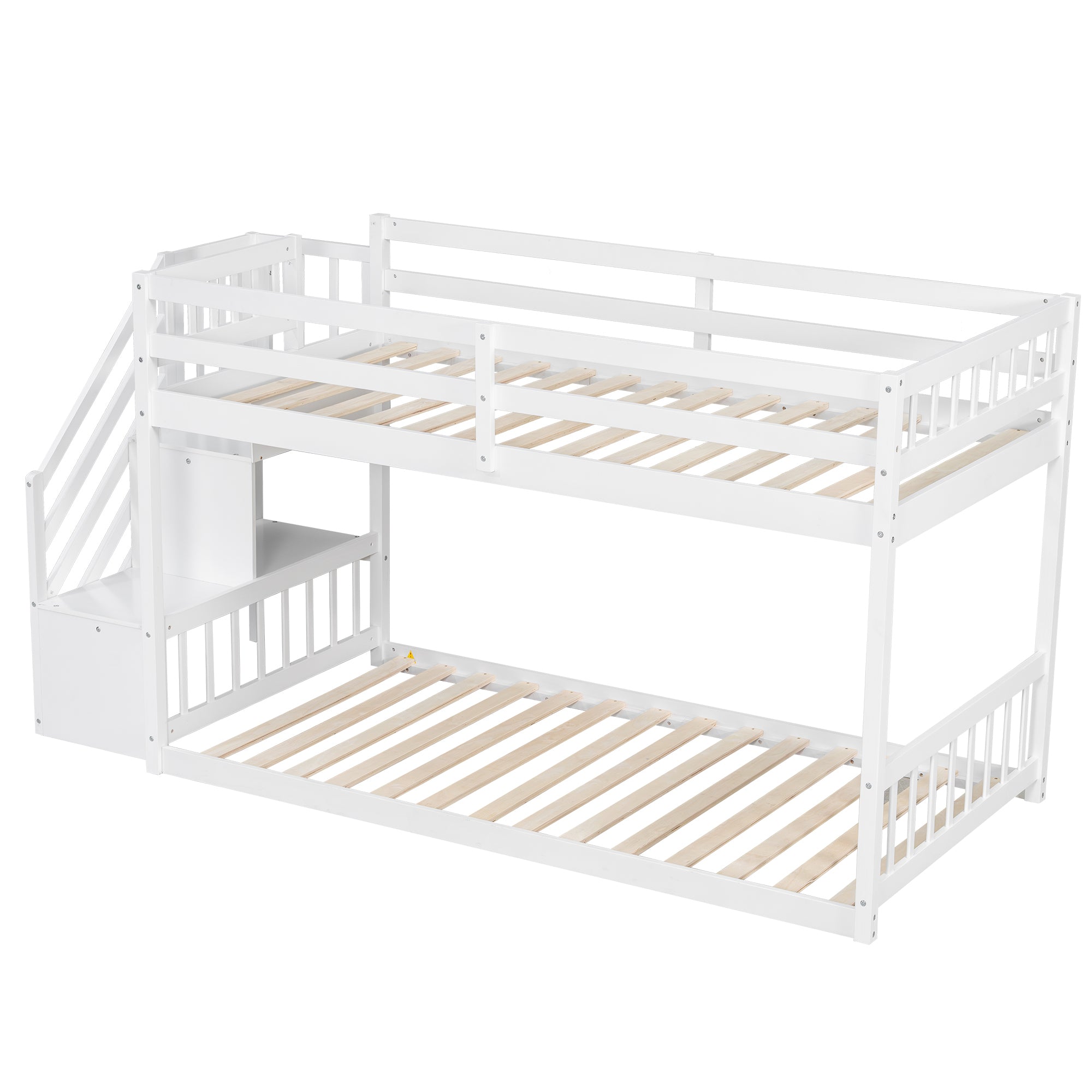 [variant:GX000106AAK] Twin-over-Twin Low-Profile Bunk Bed with Storage Ladder – White image 13