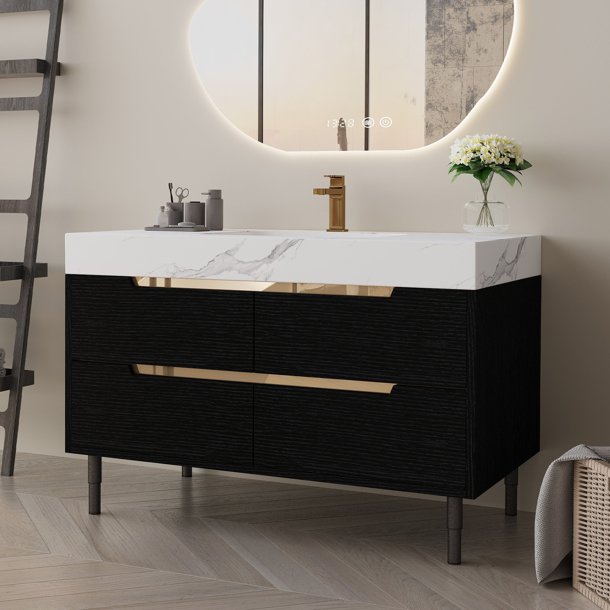 [variant:W5307S00006] Bathroom Vanity with Sintered Stone Top – 35.4-Inch image 2