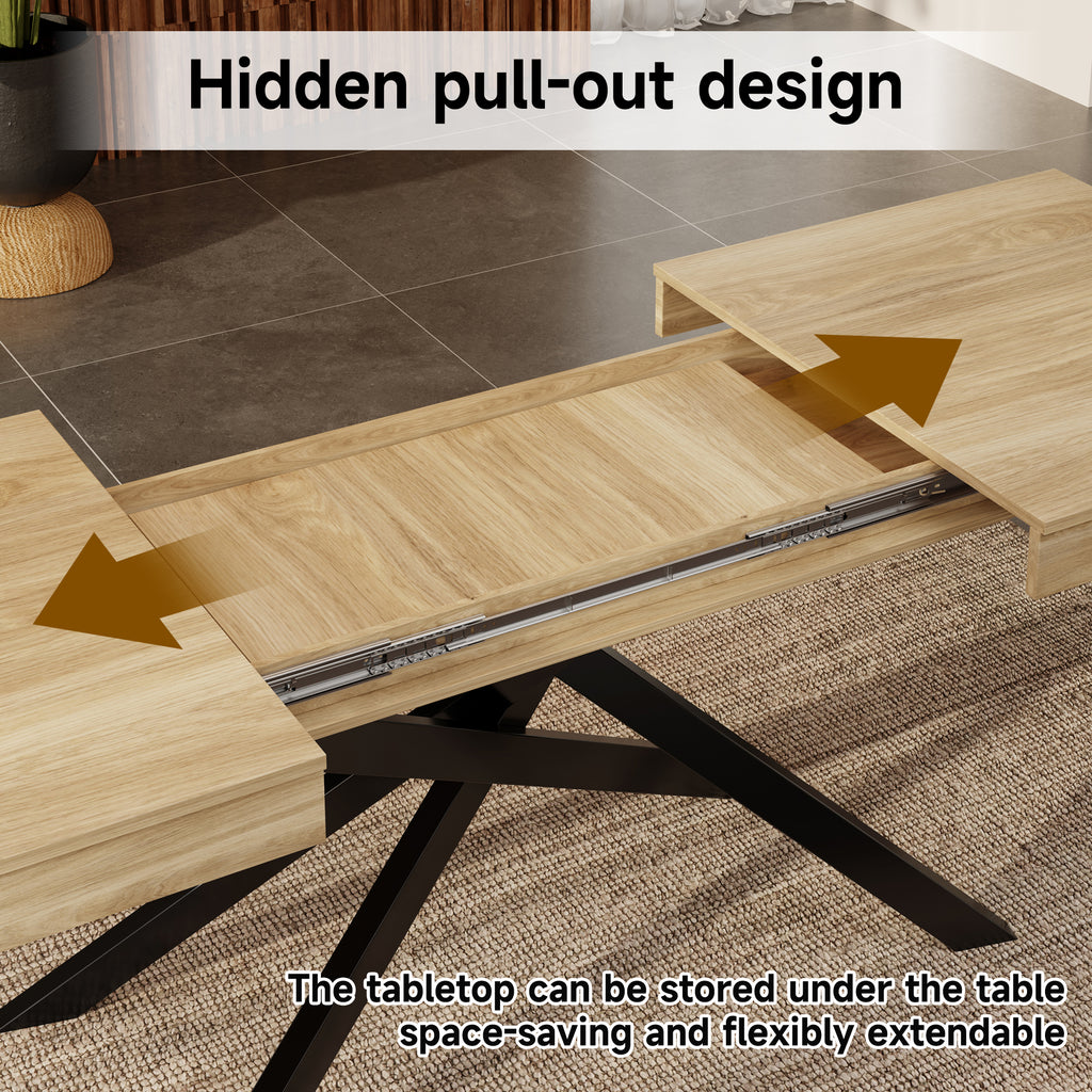 [variant:N859D000003E] Extendable Oak Dining Table – 55–71 Inch image 8