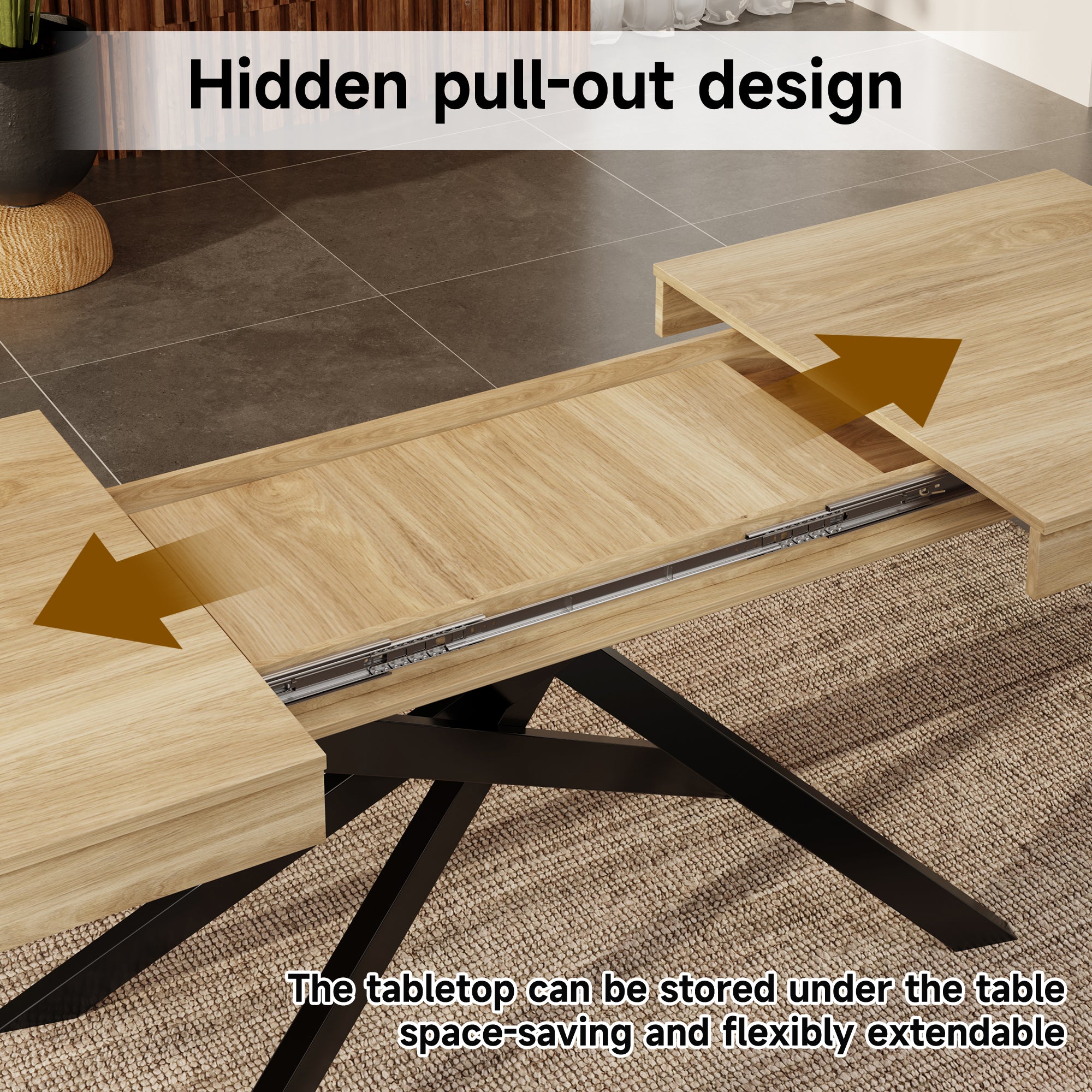 [variant:N859D000003E] Extendable Oak Dining Table – 55–71 Inch image 8