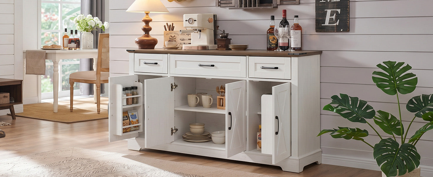 [variant:N853P444963W] 55-Inch Farmhouse Buffet Cabinet with Drawers image 3