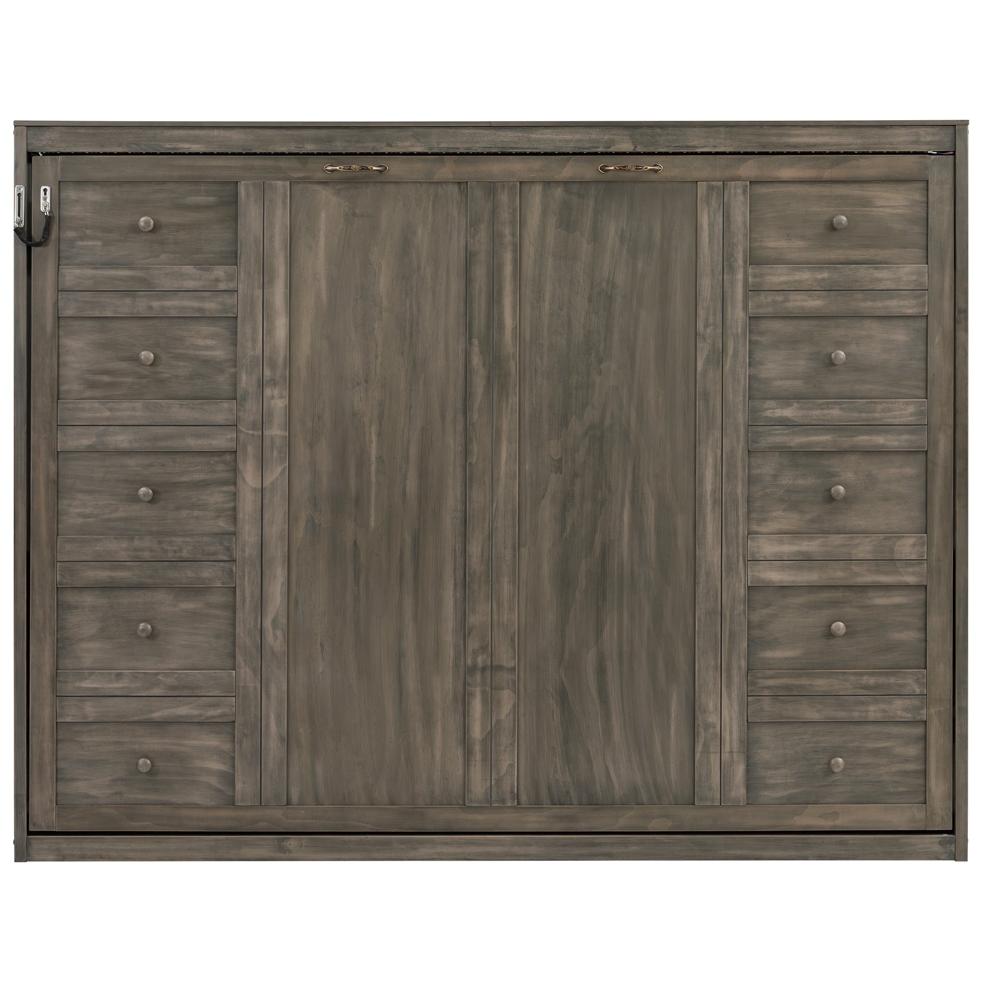 [variant:N8470004035D-1] Queen LED Murphy Bed Cabinet – Brown image 16