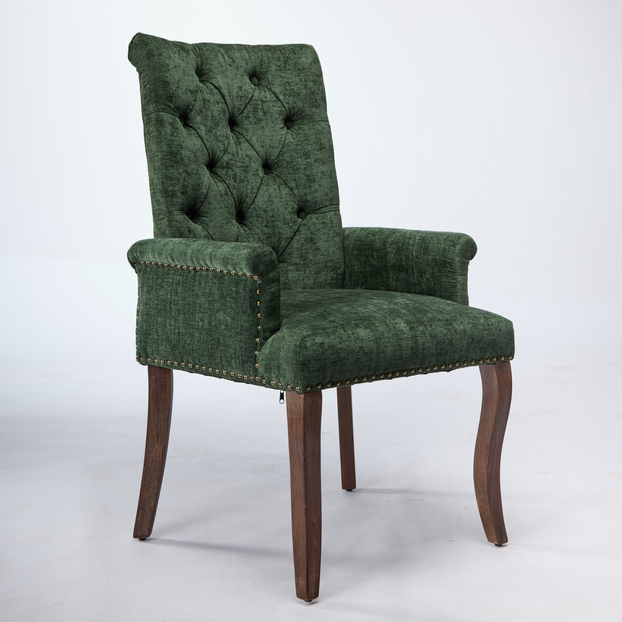 [variant:W5755P503872] Tufted Chenille Dining Armchair – Olive Green image 3