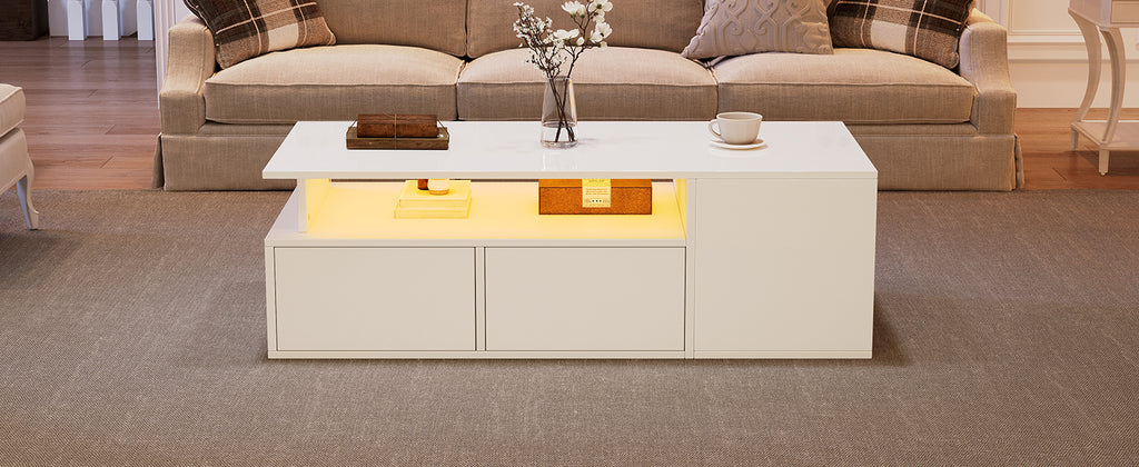 [variant:N892P428788W] High-Gloss LED Coffee Table with Open Storage image 10