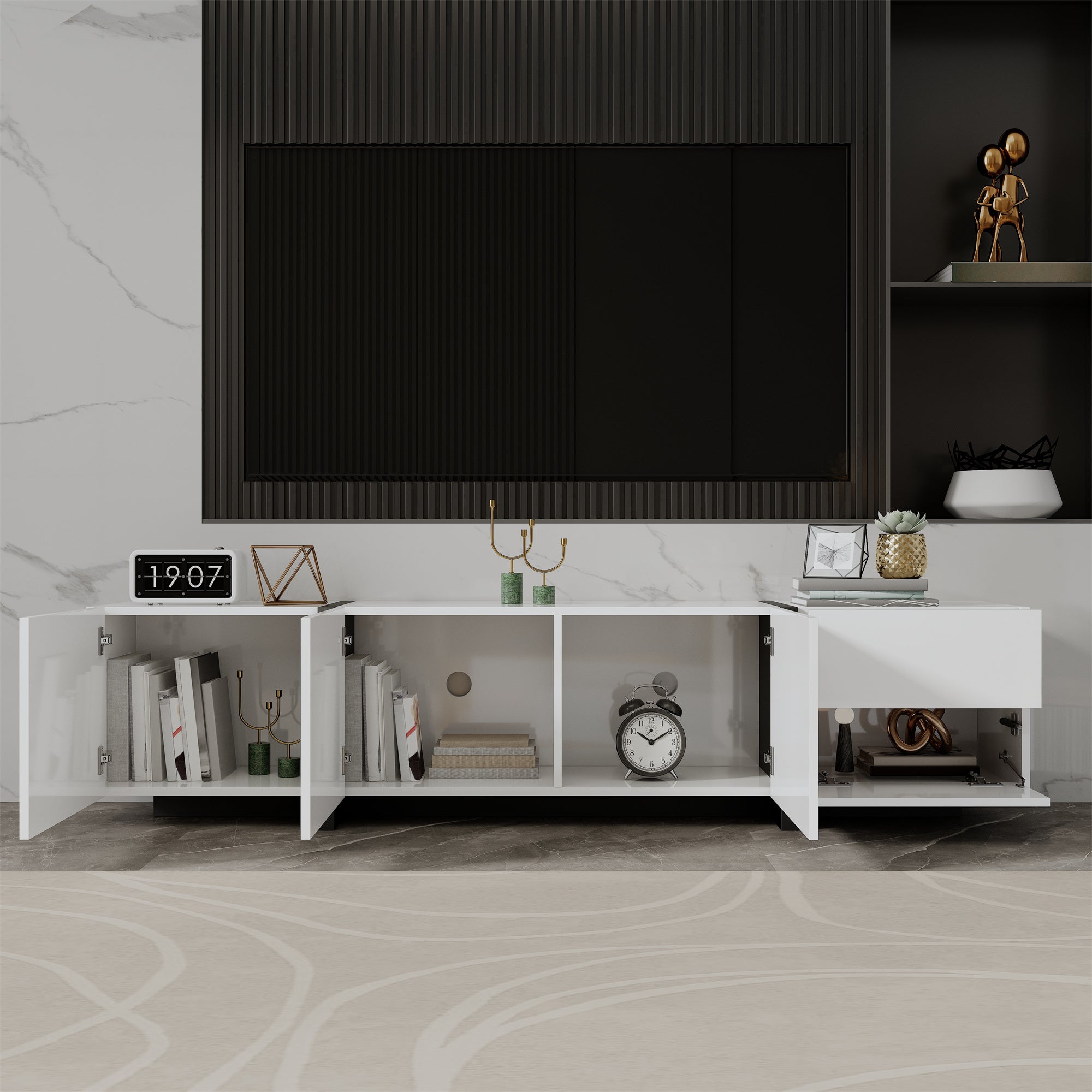 [variant:N875P283187W] High-Gloss LED TV Stand with Storage image 3