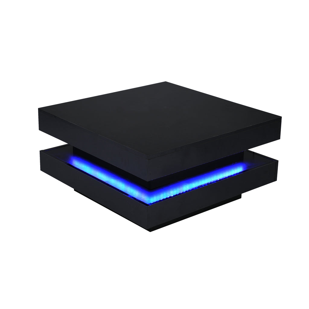 [variant:N892P423297B] Square High-Gloss LED Coffee Table with Rotating Top image 6