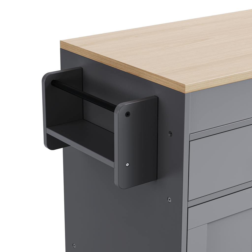 [variant:N853P386264G] Extendable Rolling Kitchen Island with Dining Table – Gray, 74.5-Inch image 42
