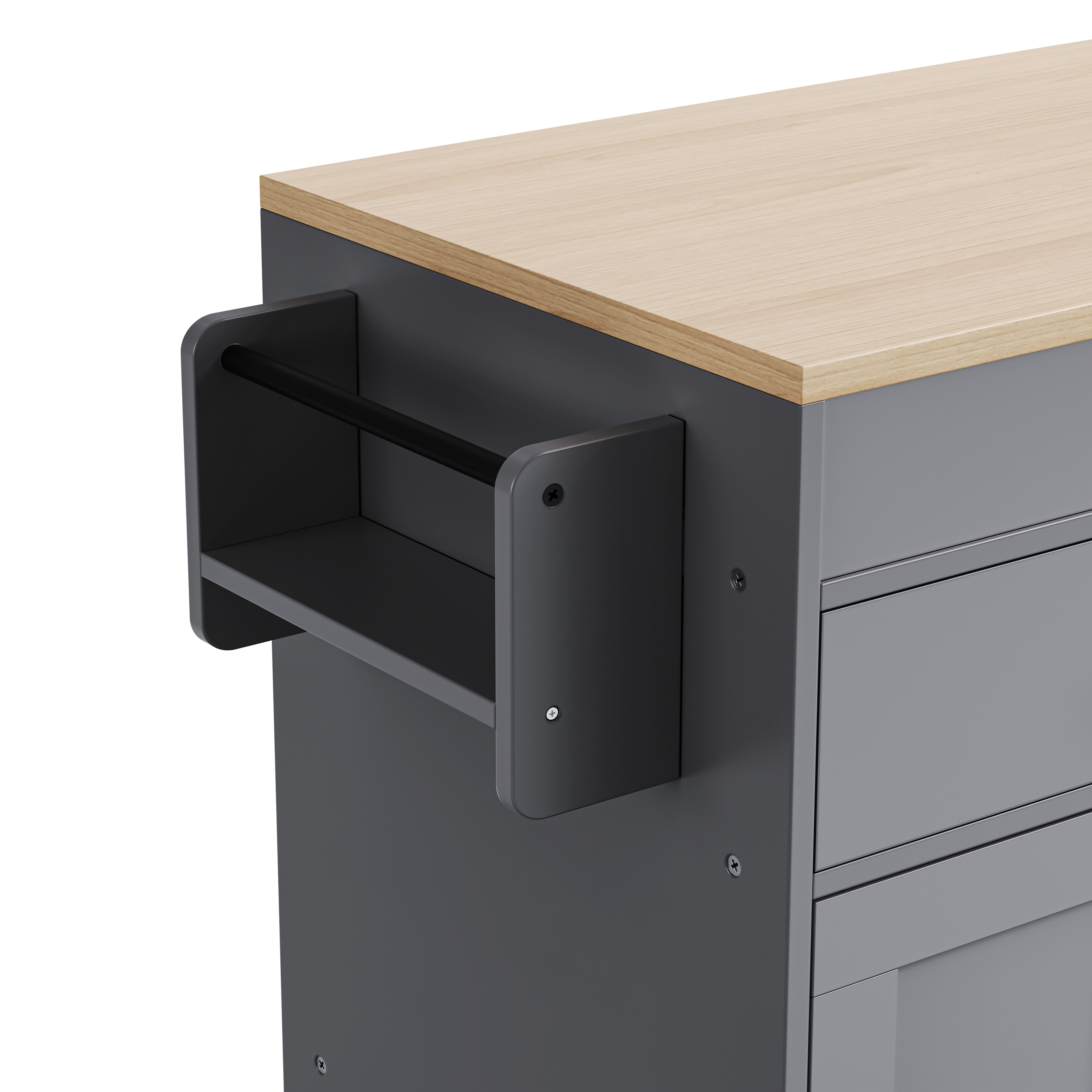 [variant:N853P386264G] Extendable Rolling Kitchen Island with Dining Table – Gray, 74.5-Inch image 42