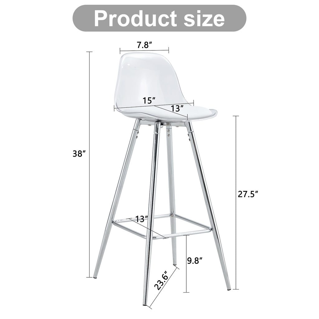 [variant:W3806P404769] Modern Upholstered Bar Chairs – White & Silver image 20