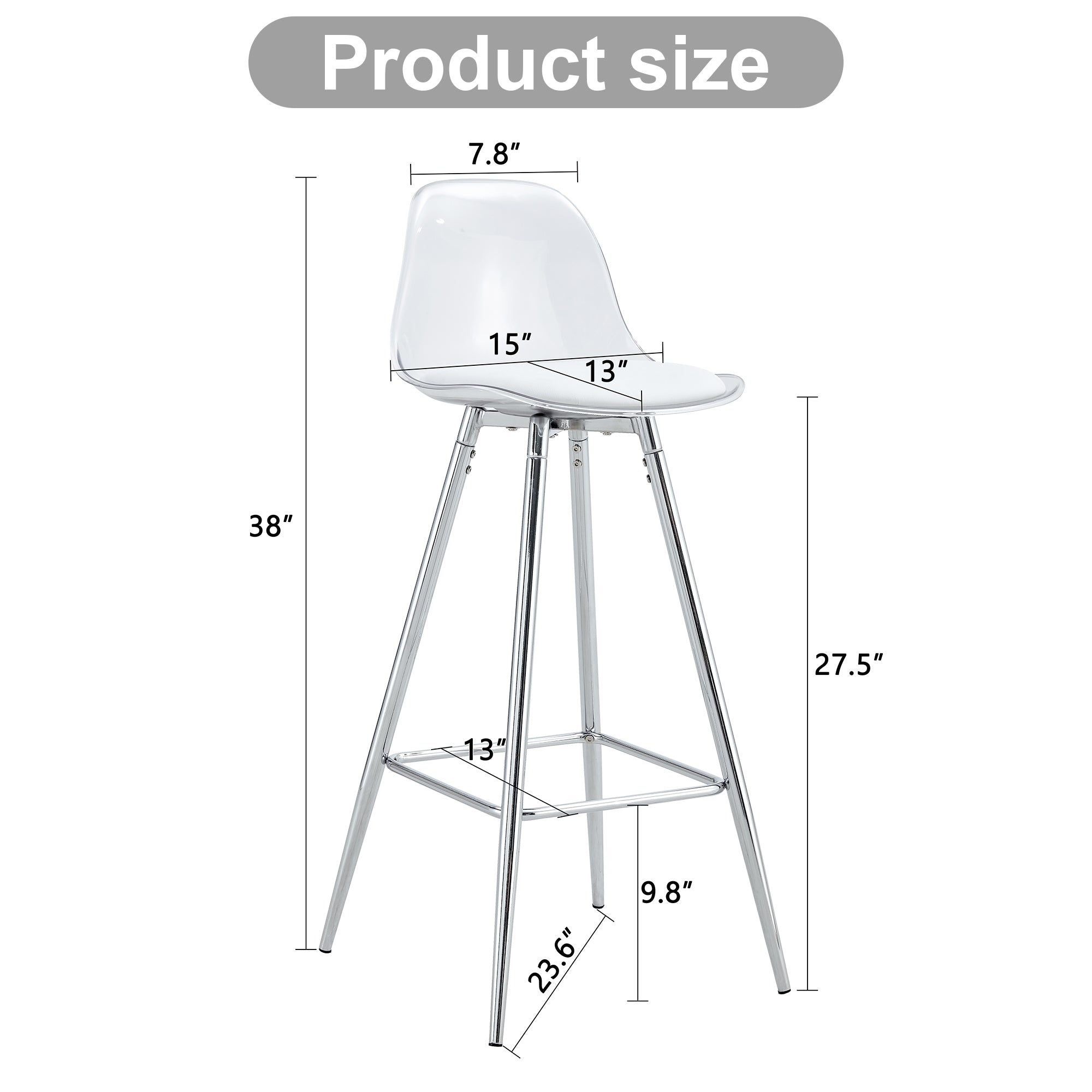 [variant:W3806P404769] Modern Upholstered Bar Chairs – White & Silver image 20