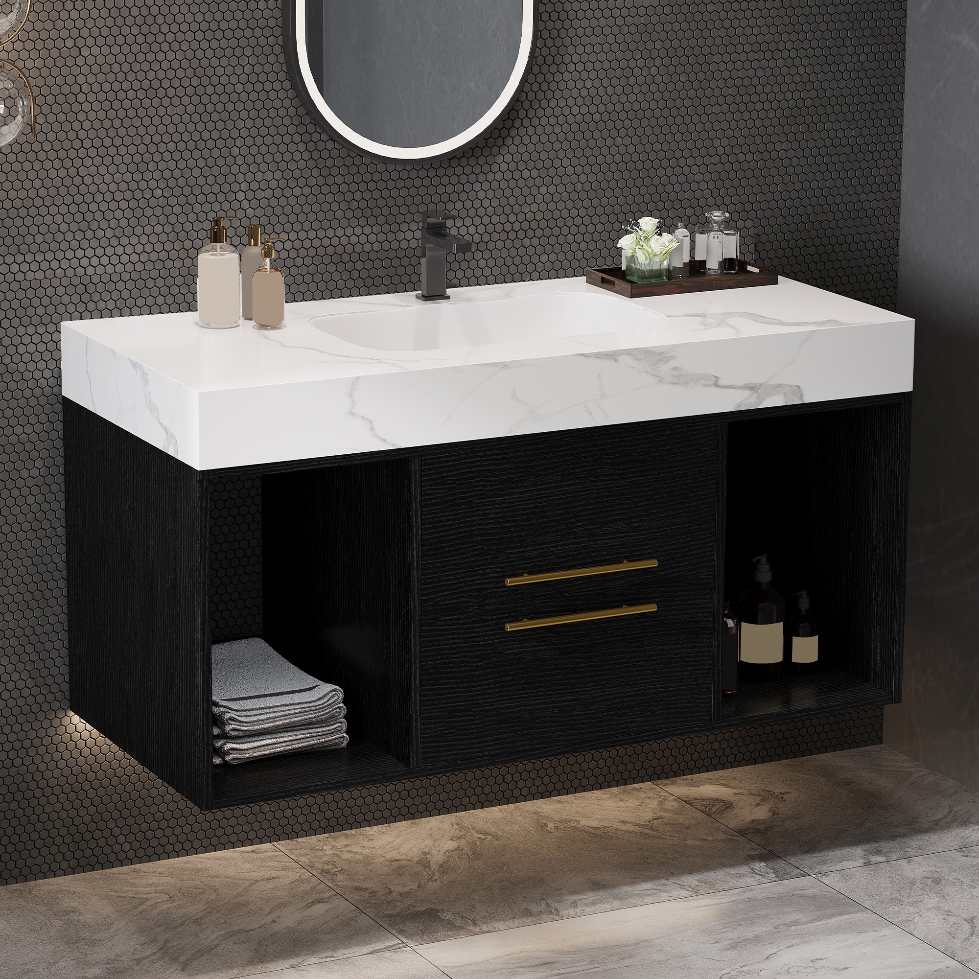 [variant:W5307S00005] Floating Bathroom Vanity with Ceramic Sink – 39.4-Inch image 4