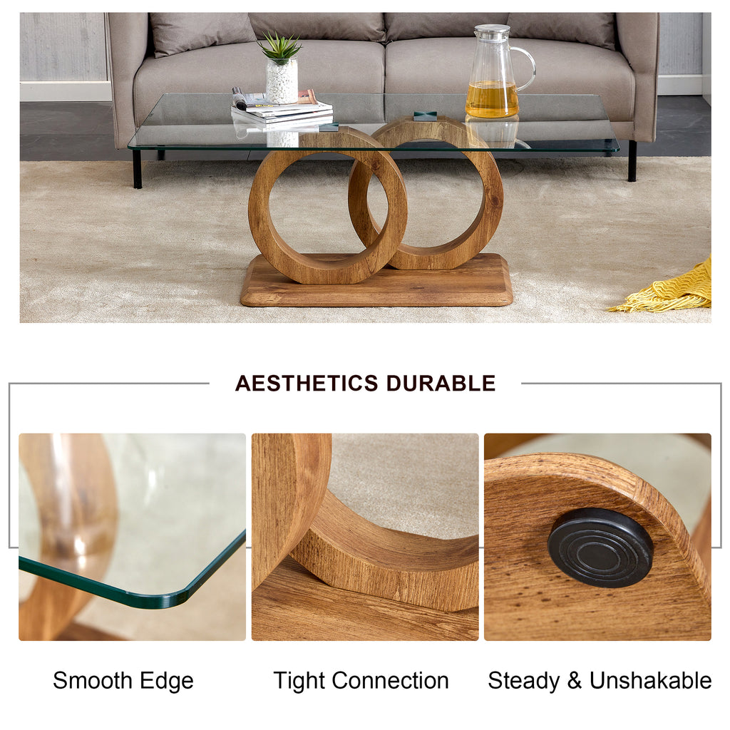 [variant:W3806P439658] Double-Ring Glass Coffee Table image 7