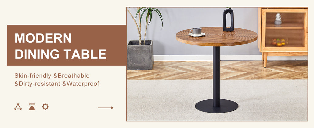 [variant:W3806P409447] Round Dark Wood-Grain Dining Table – 31.5-Inch image 9