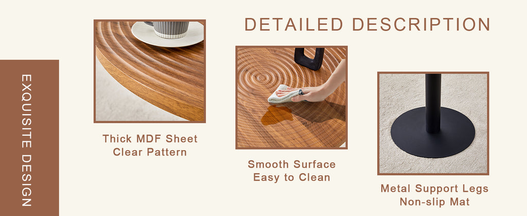 [variant:W3806P409447] Round Dark Wood-Grain Dining Table – 31.5-Inch image 11