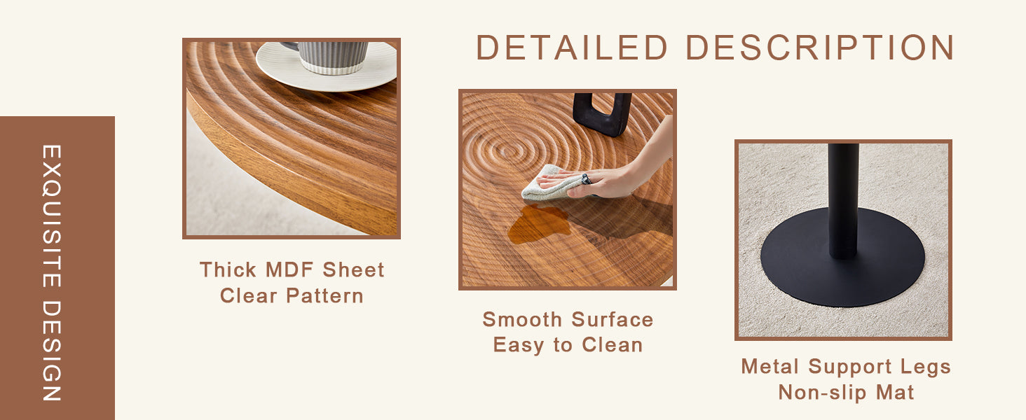 [variant:W3806P409447] Round Dark Wood-Grain Dining Table – 31.5-Inch image 11