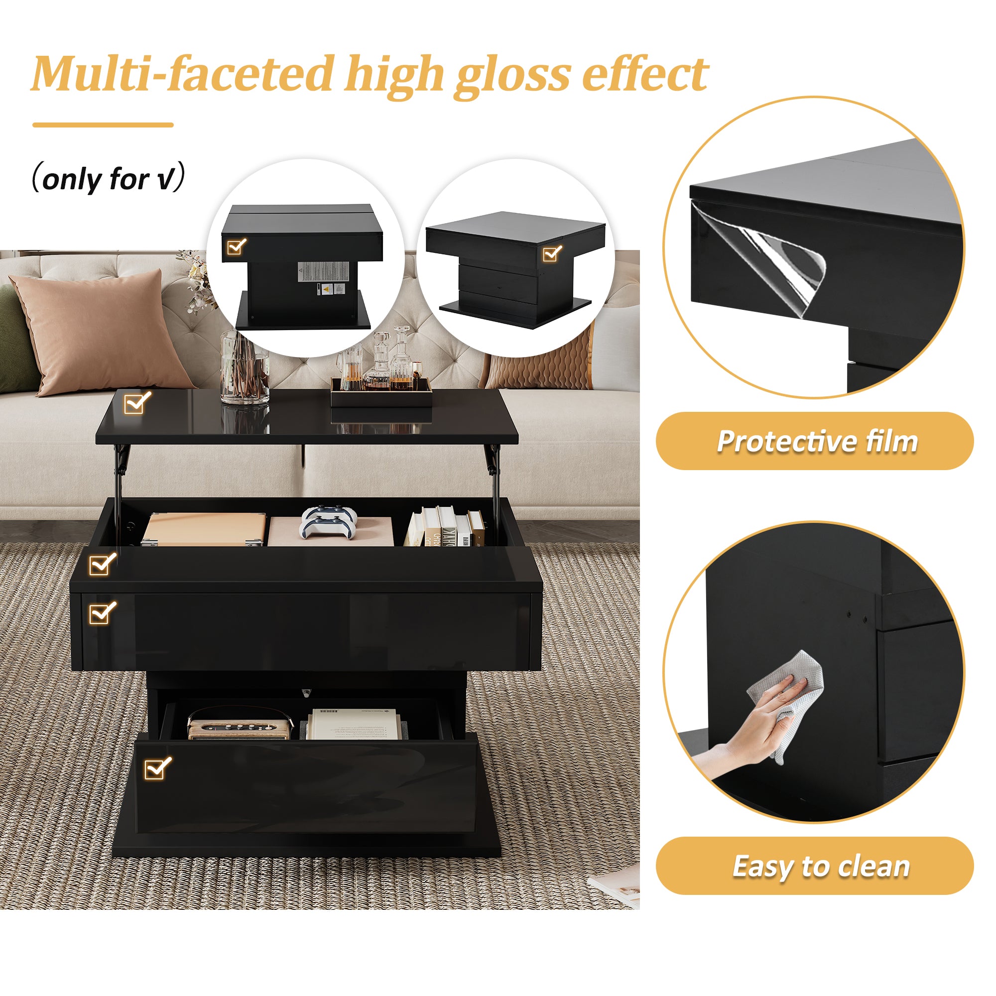 [variant:N892P423296B] Black 360° Rotating Lift-Top Coffee Table image 28