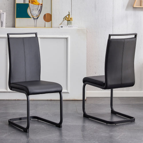 [variant:W3806P404689] Set of 2 Black PU Leather Dining Chairs image 1