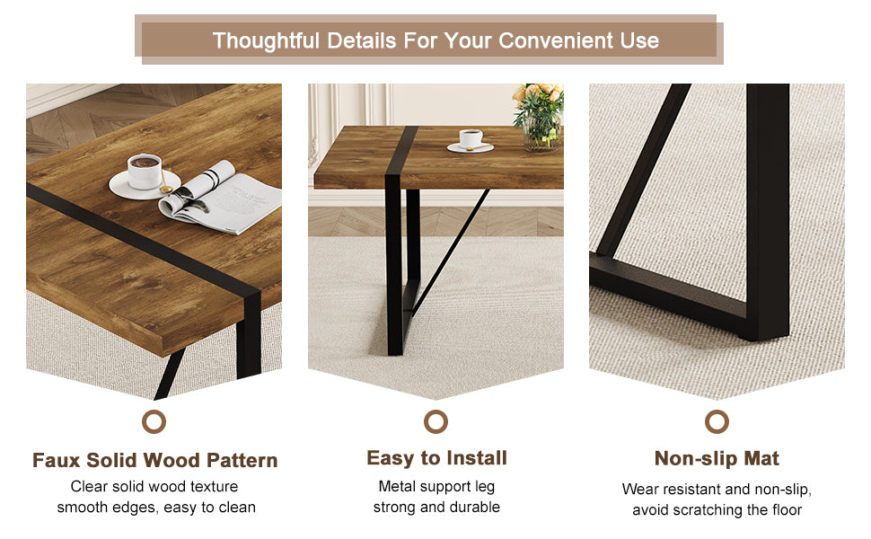 [variant:W3806P432339] Wood-Grain Dining Table with Metal Legs – 71-Inch image 10