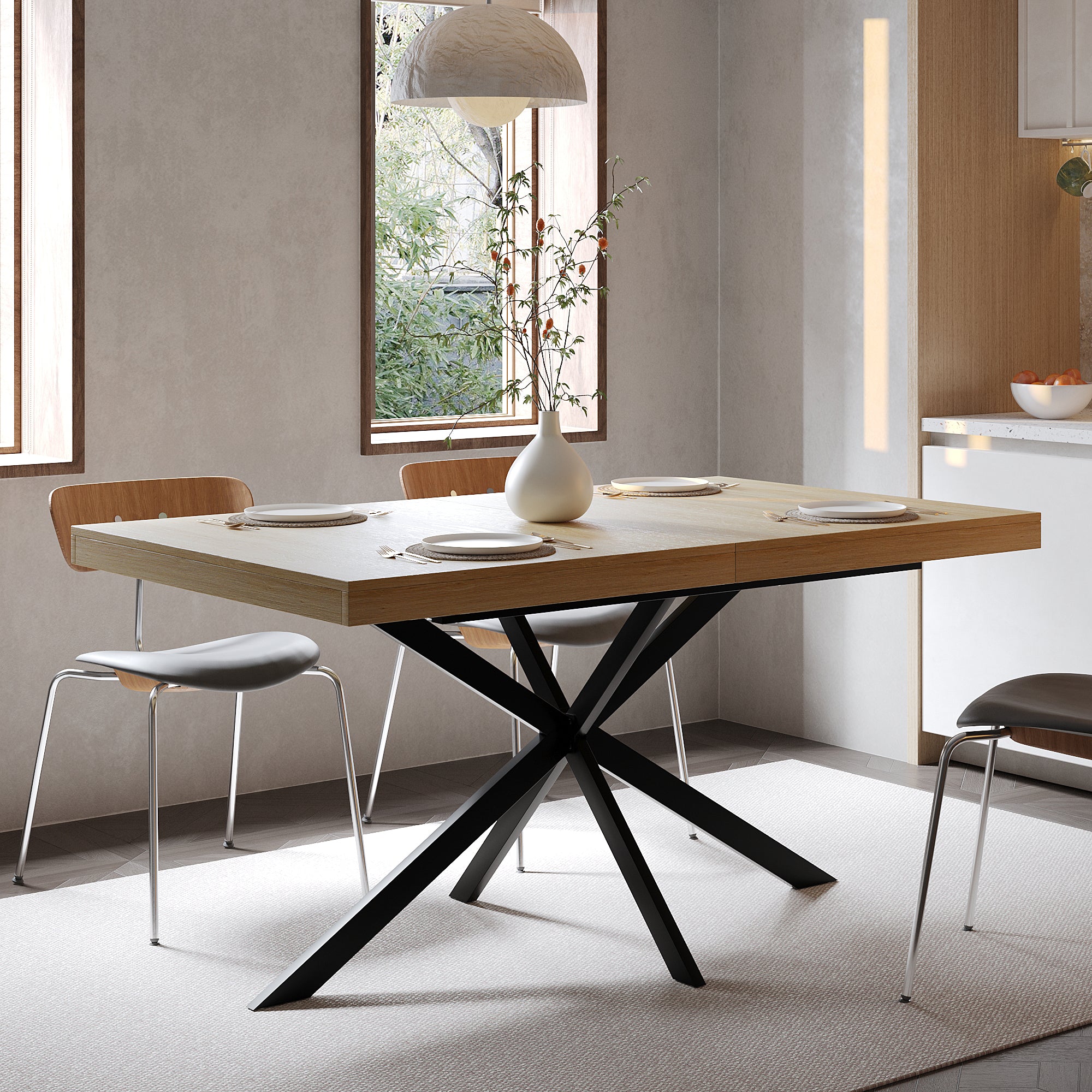 Extendable Dining Table with Hidden Storage – 55–71 Inch — [variant:W3679P437341] Natural image 5