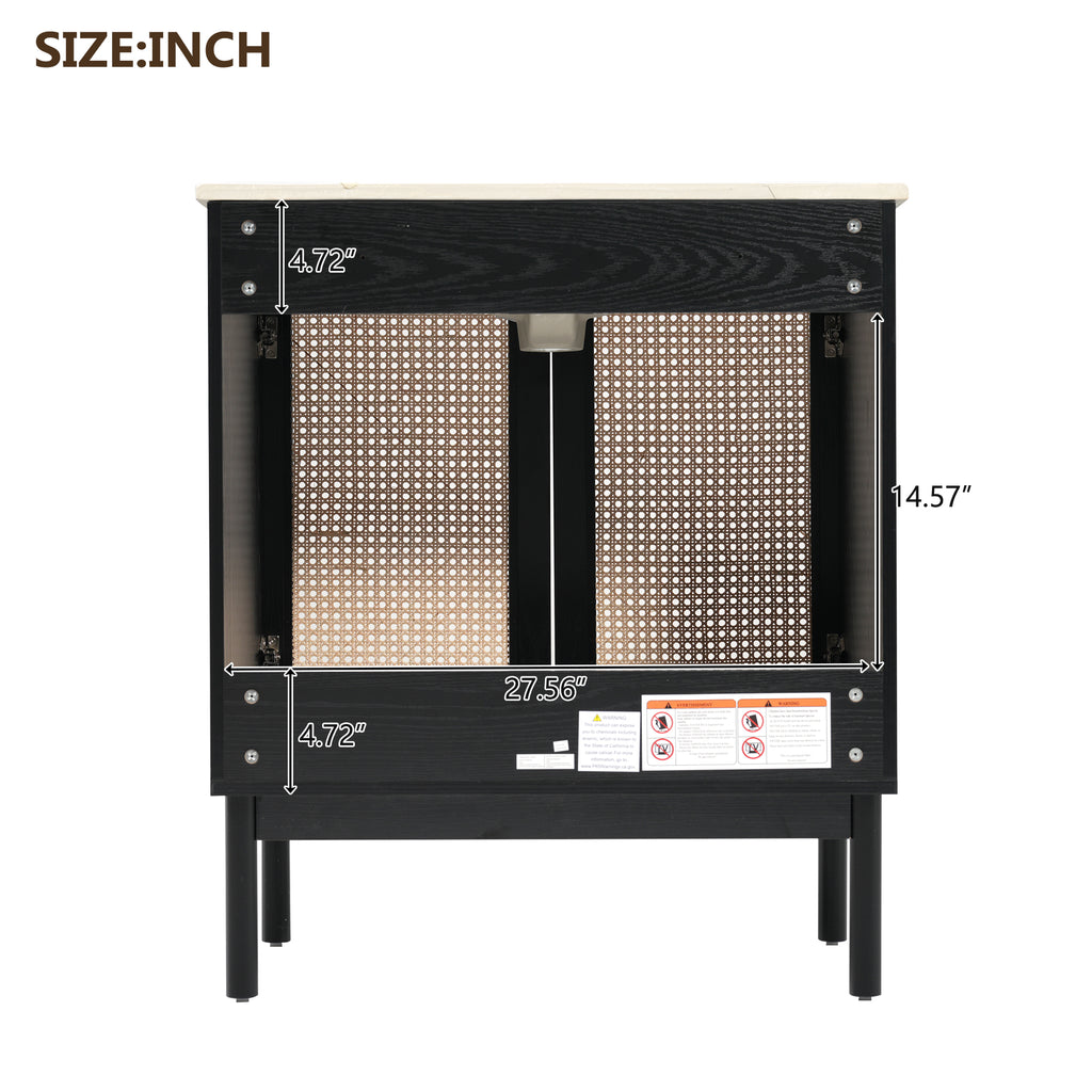 [variant:N729P285517B] Rattan-Door Bathroom Vanity with Sink – 30-Inch image 10
