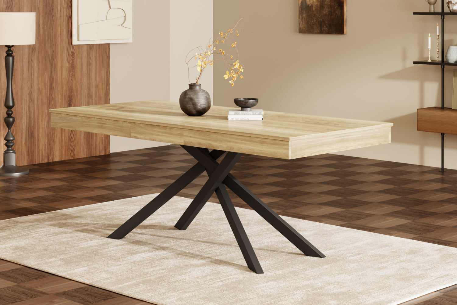 [variant:N859D000003E] Extendable Oak Dining Table – 55–71 Inch image 16