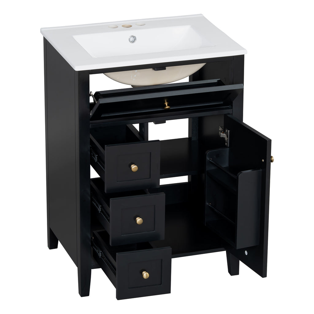 [variant:N725P280631B] Black Bathroom Vanity with Ceramic Sink – 24-Inch image 29