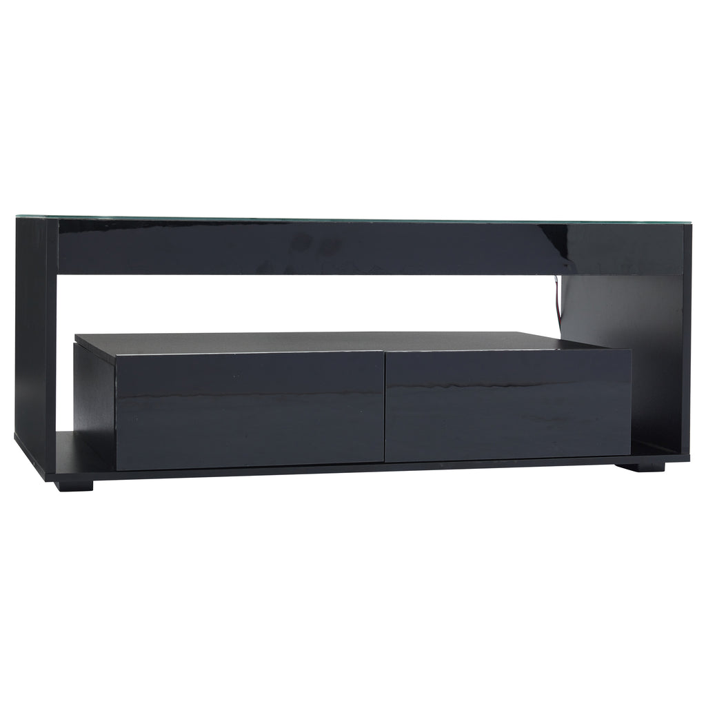 [variant:N892P428787B] High-Gloss LED Coffee Table with Glass Top and Drawers image 53