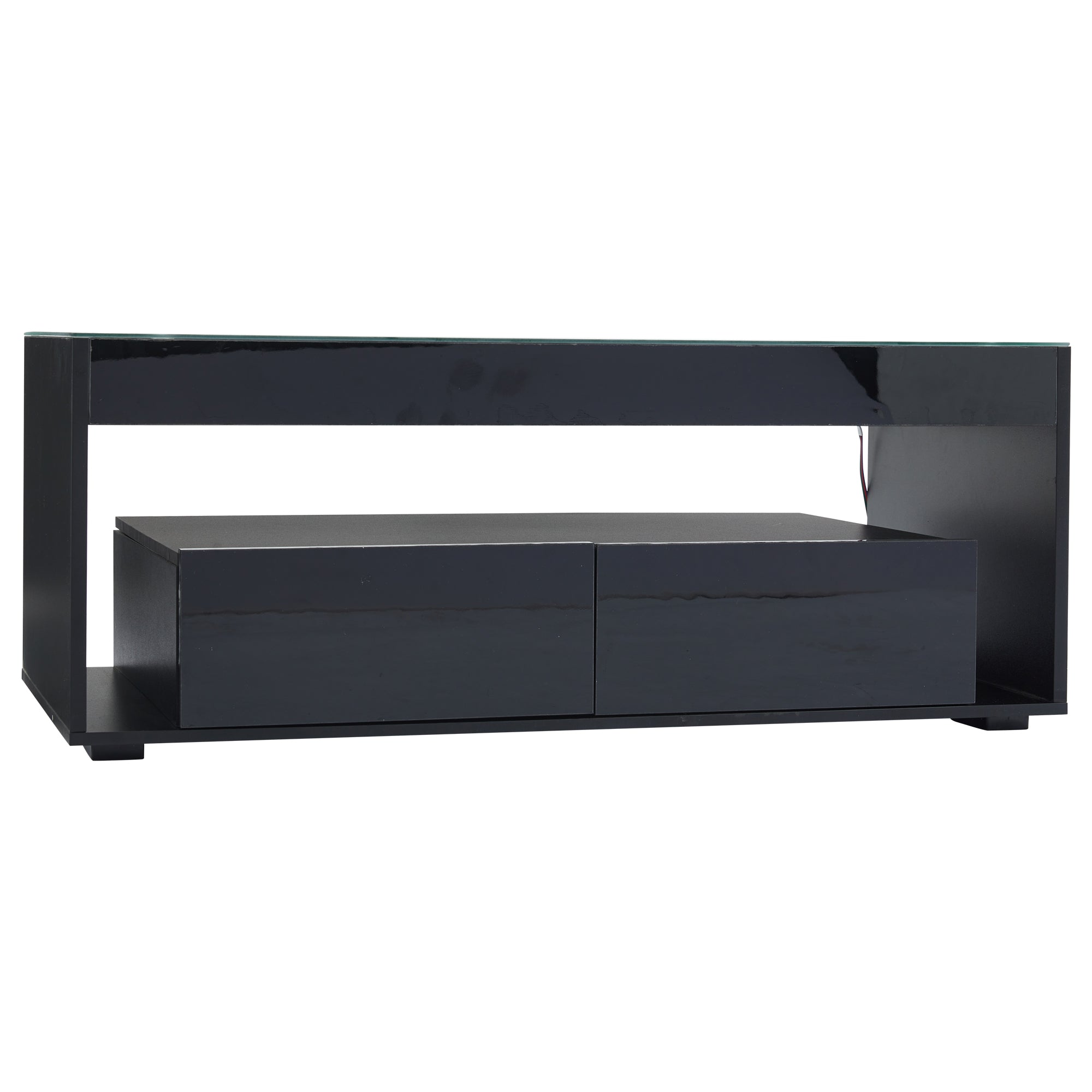 [variant:N892P428787B] High-Gloss LED Coffee Table with Glass Top and Drawers image 53