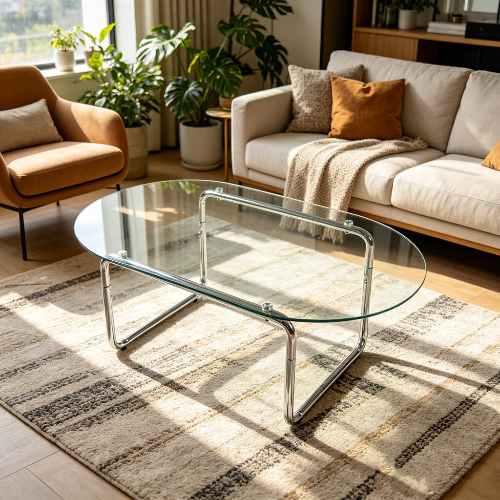 Curved Tempered-Glass Coffee Table — [variant:W3738P499157] Transparent image 2