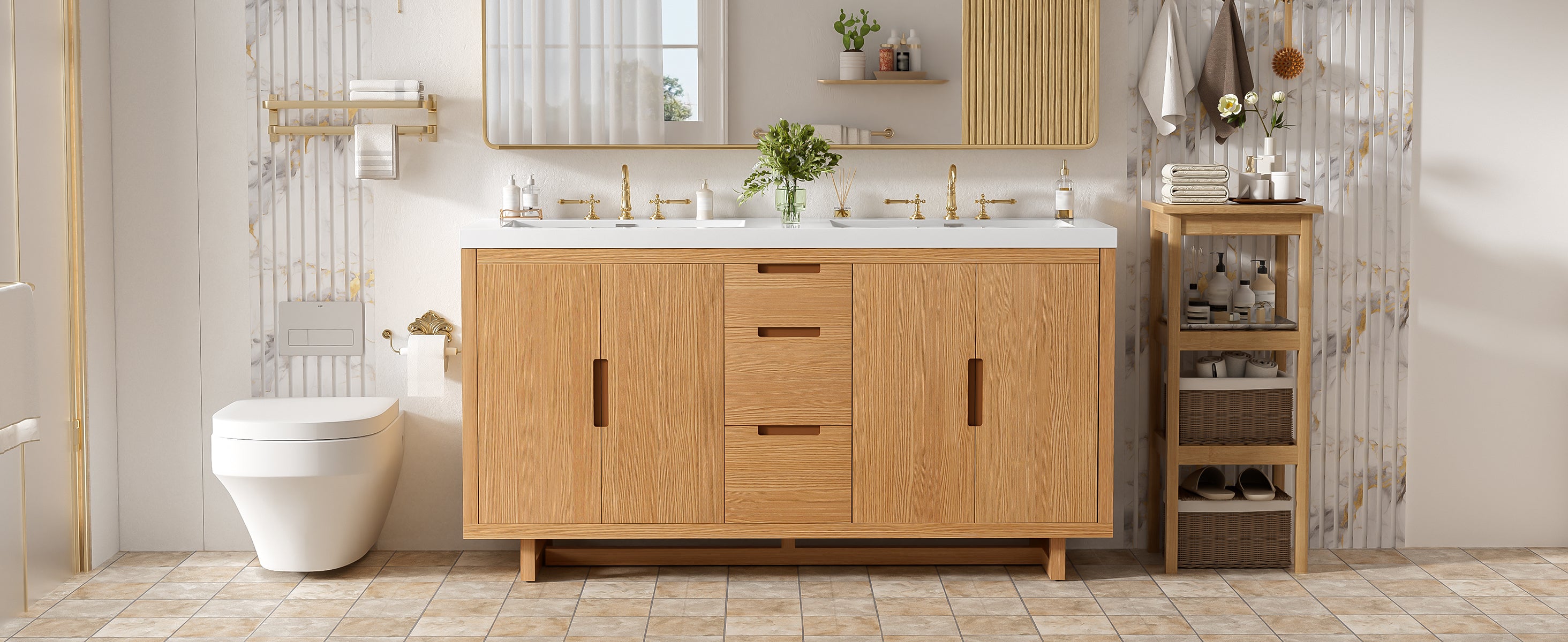 [variant:N848P000022N] Double-Sink Bathroom Vanity with SMC Sink – 59.3-Inch image 25