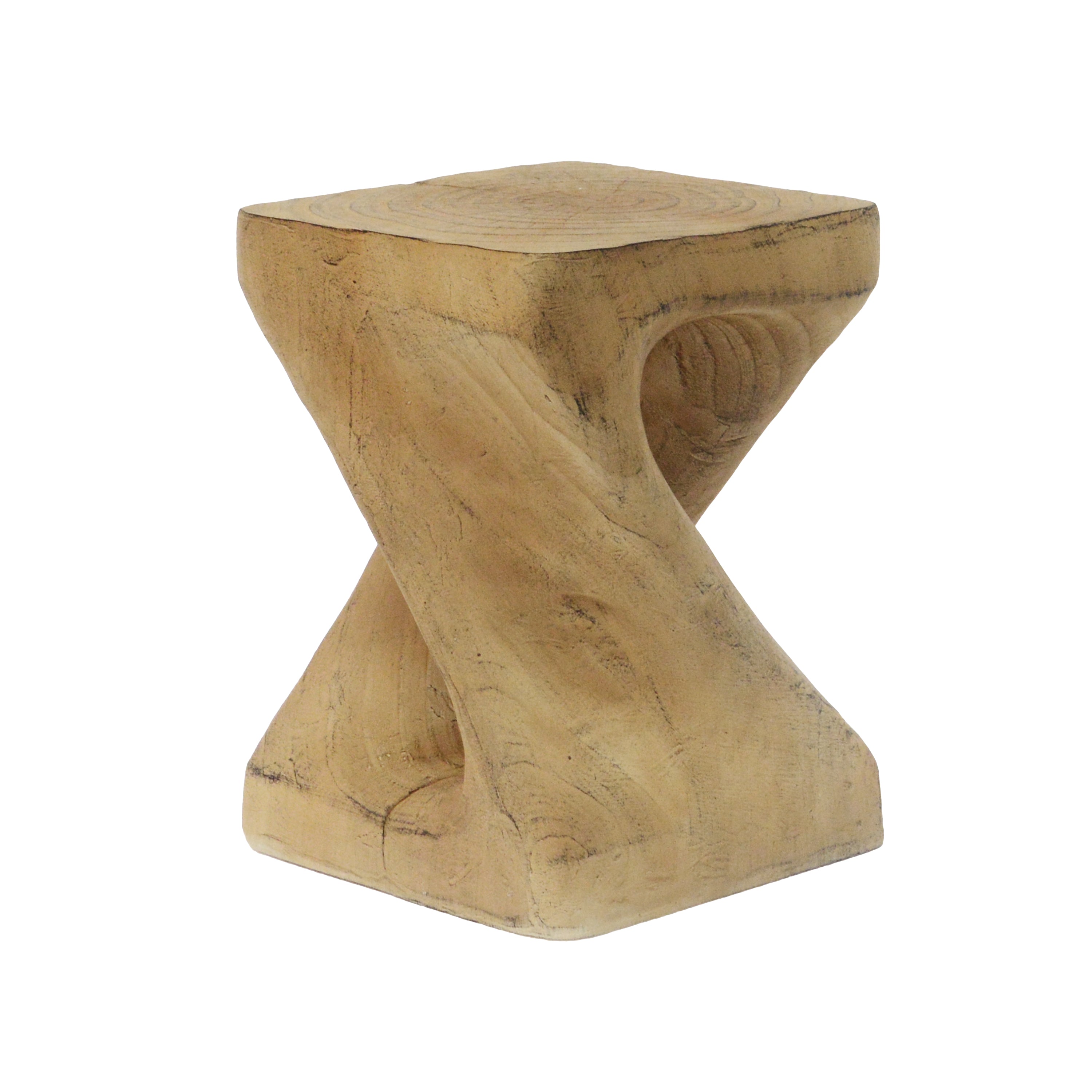 Twisted Wood-Look Indoor/Outdoor Side Table — [variant:N911P479287N] Natural image 7